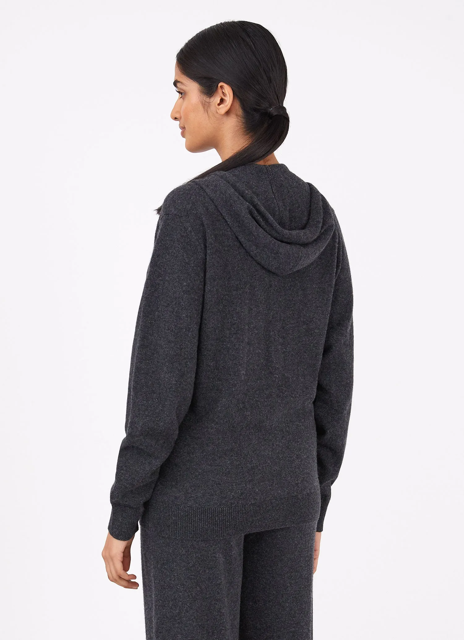 Women's Cashmere Zip Hoodie in Charcoal Melange sold by Sunspel product image thumbnail 4