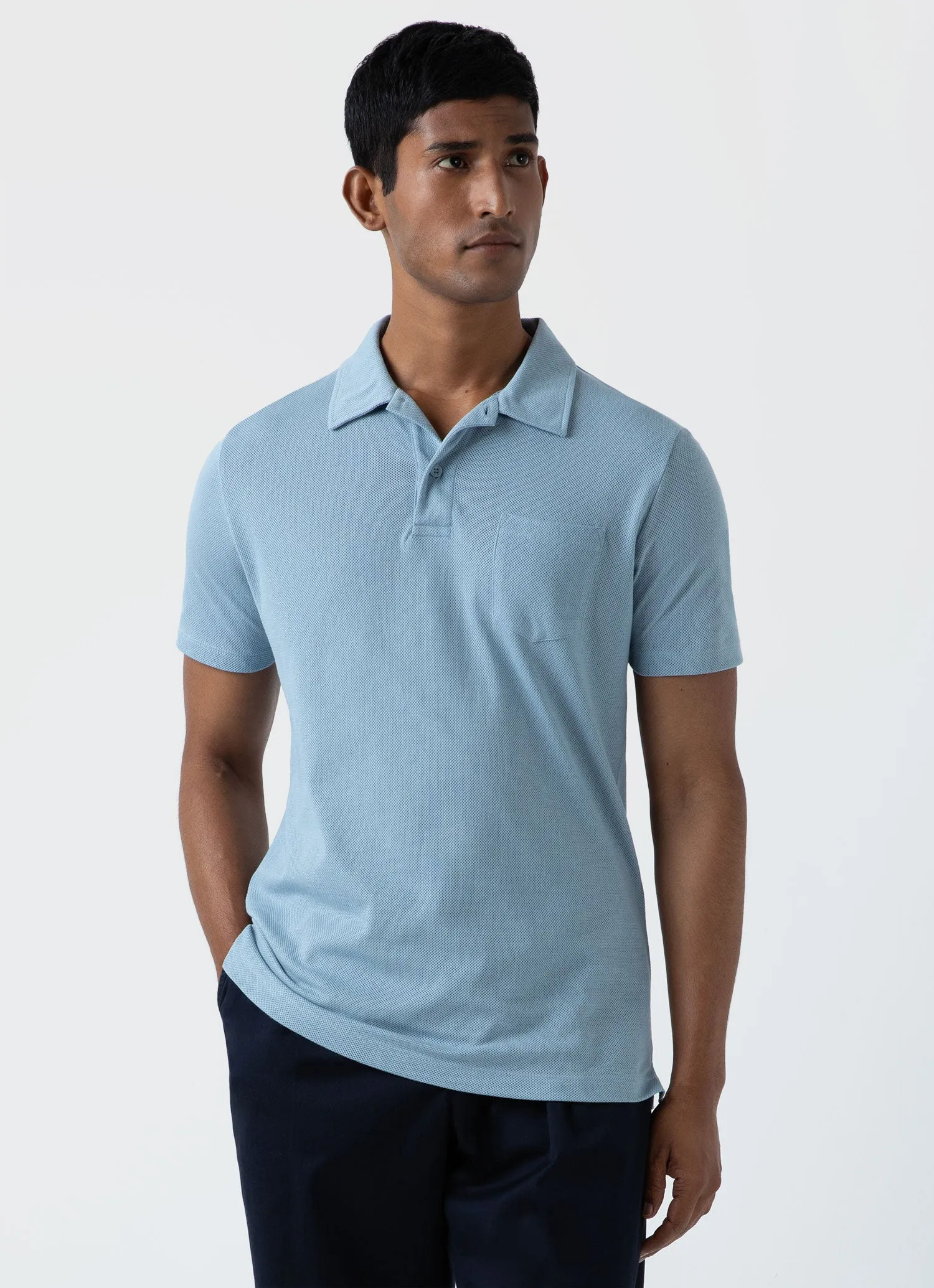 Men's Riviera Polo Shirt in Sky Blue sold by Sunspel product image thumbnail 2