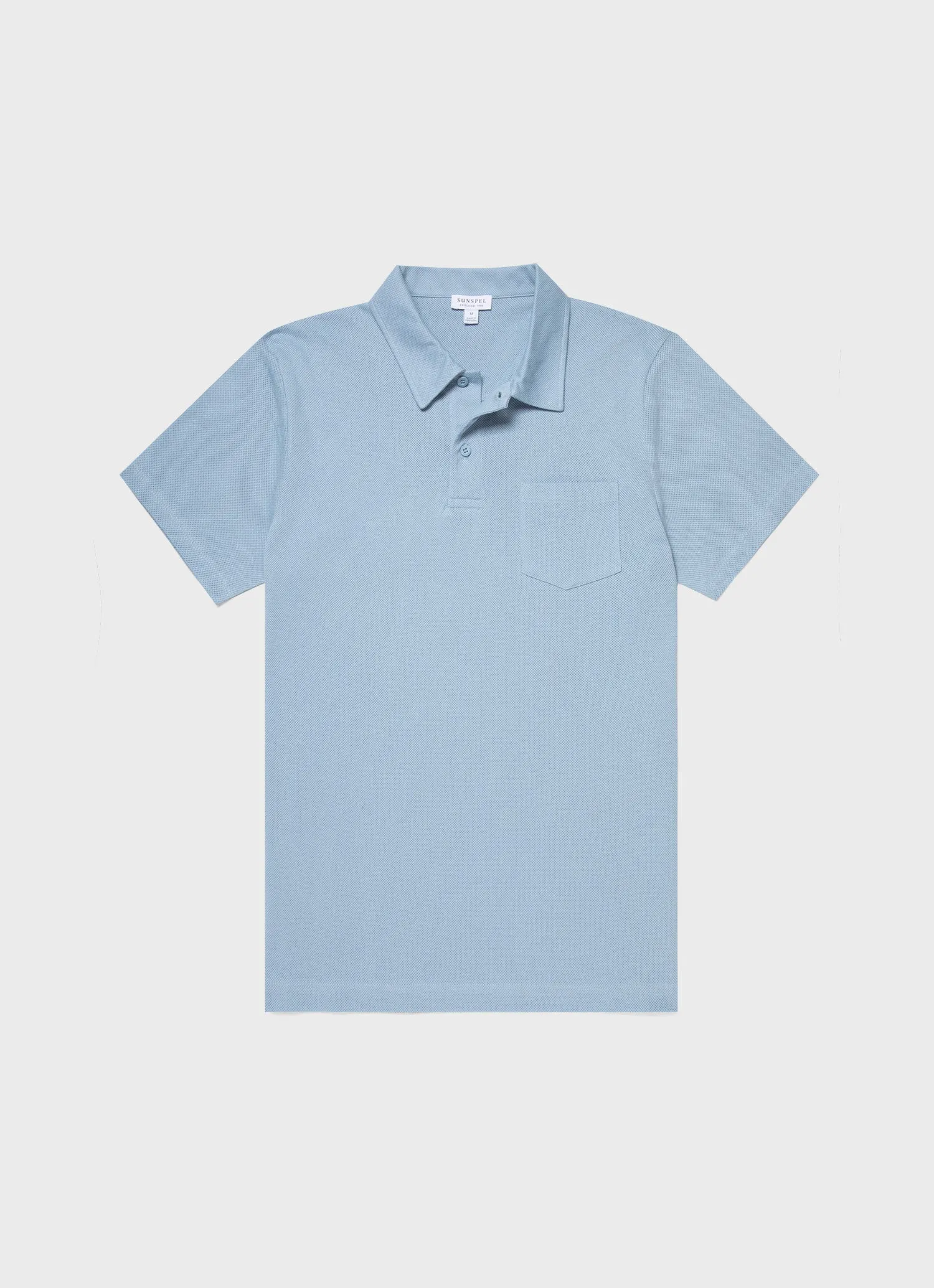 Men's Riviera Polo Shirt in Sky Blue sold by Sunspel