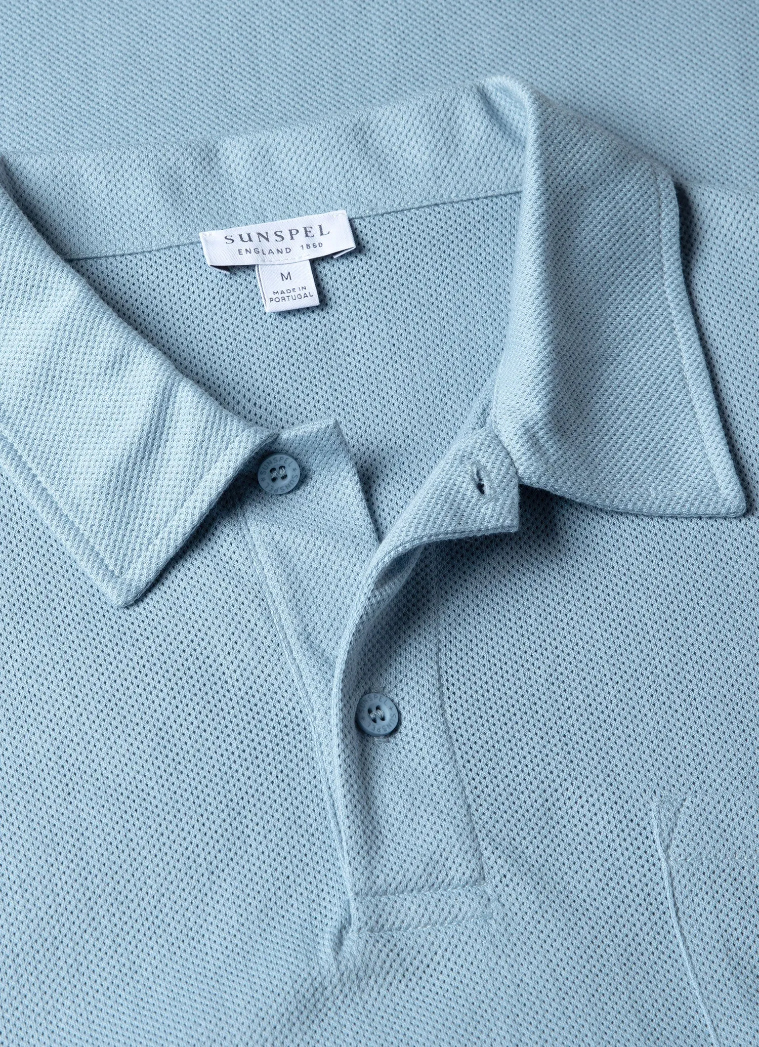Men's Riviera Polo Shirt in Sky Blue sold by Sunspel product image thumbnail 4