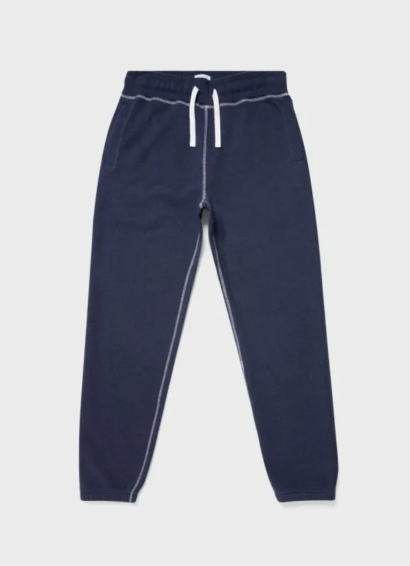 Men's Fleeceback Sweatpants in Navy Melange sold by Sunspel