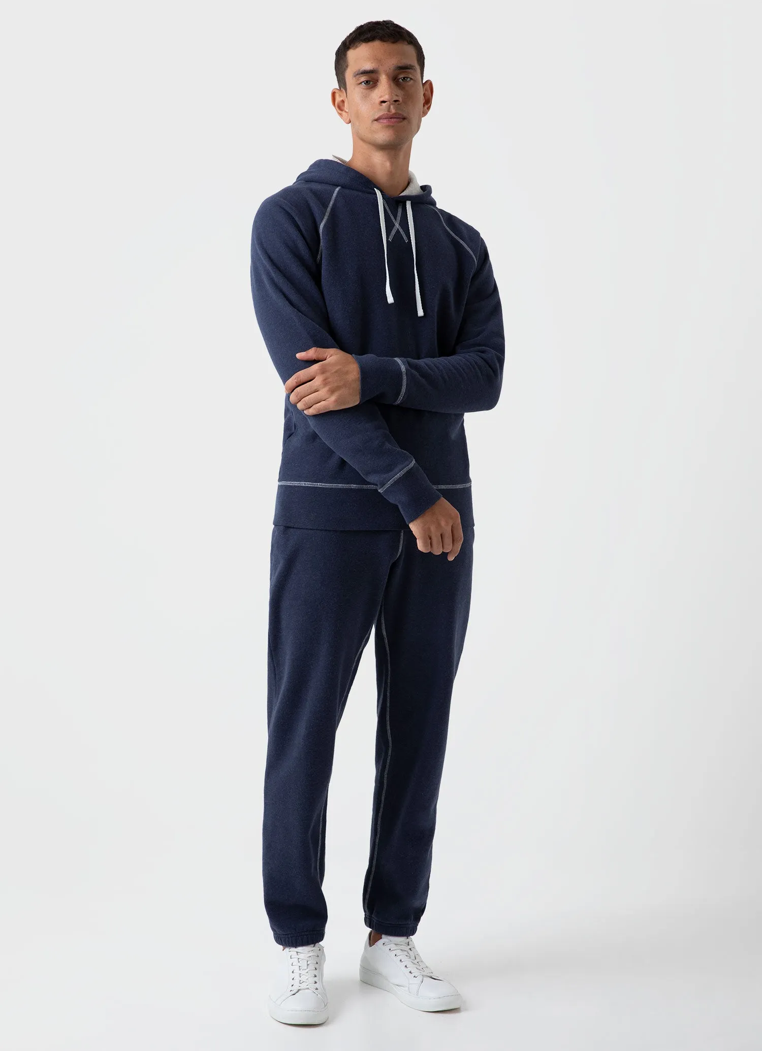 Men's Fleeceback Sweatpants in Navy Melange sold by Sunspel product image thumbnail 2