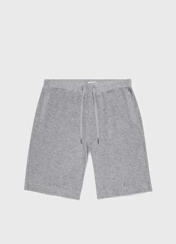 Men's Towelling Short in Grey Melange made by Sunspel