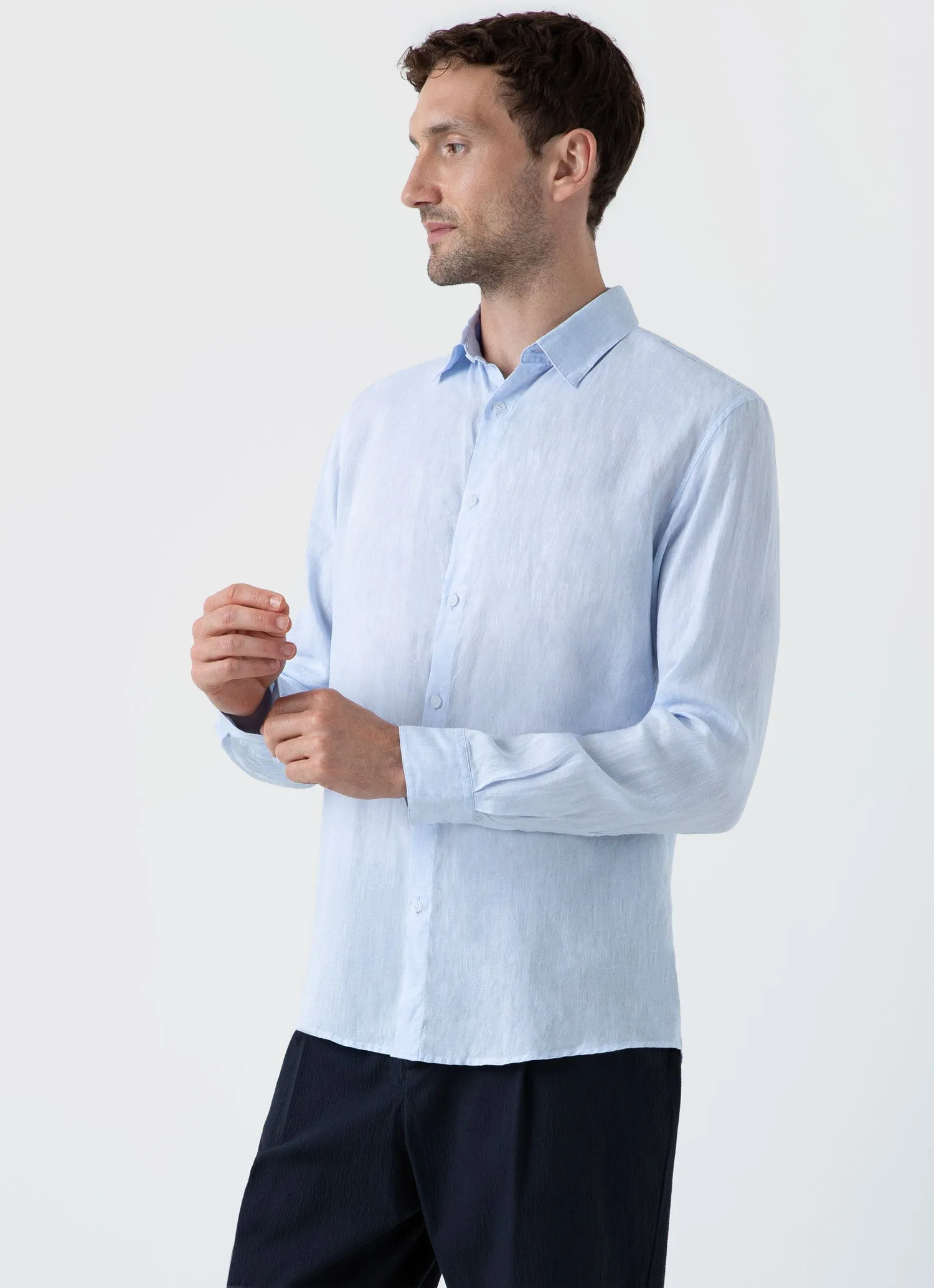 Men's Linen Shirt in Light Blue sold by Sunspel product image thumbnail 2