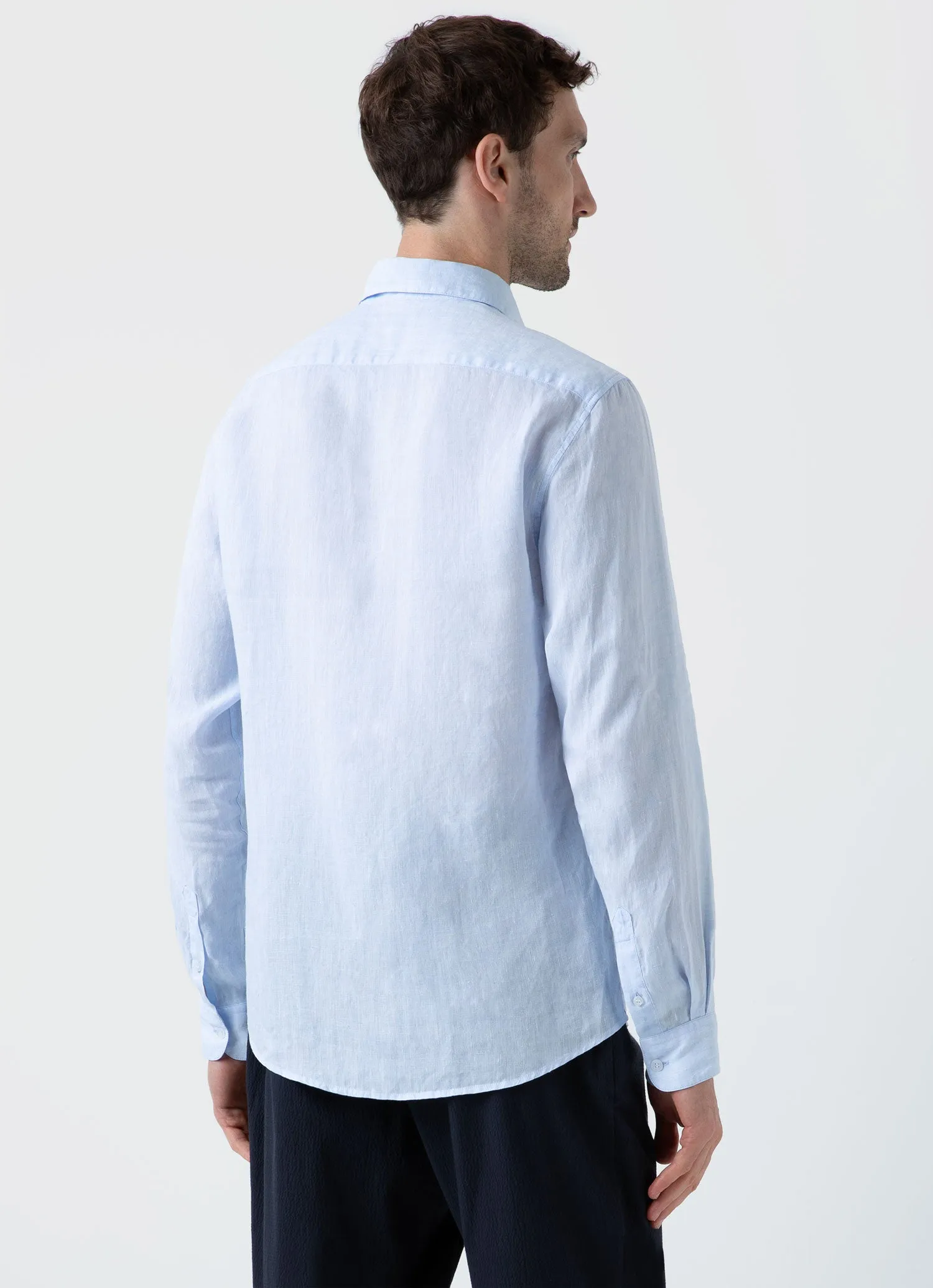 Men's Linen Shirt in Light Blue sold by Sunspel product image thumbnail 5