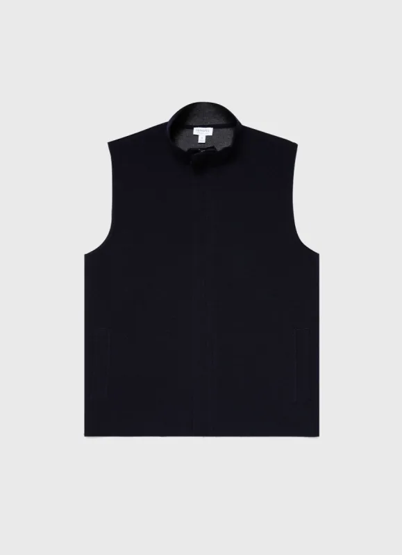 Men's Double Faced Gilet in Navy sold by Sunspel