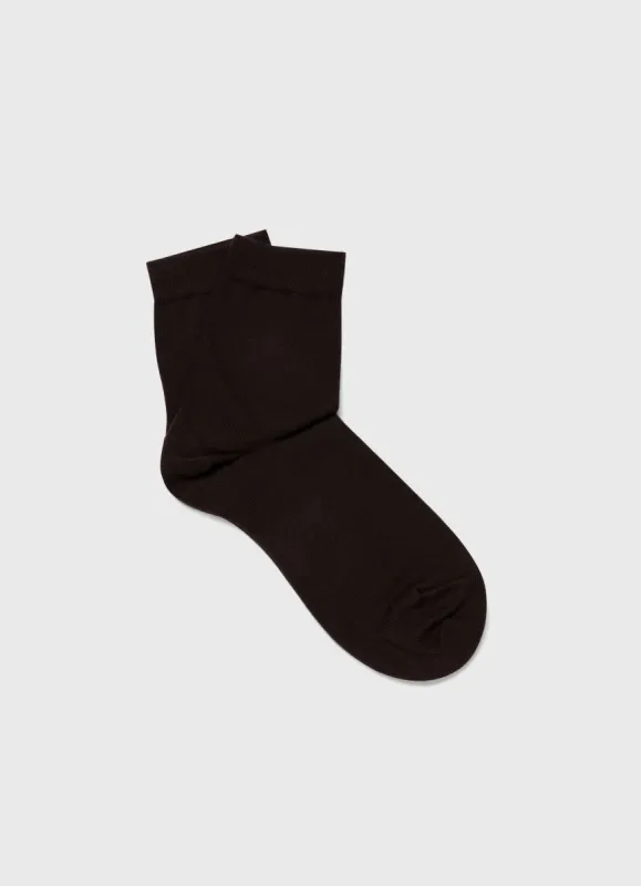 Women's Ankle Socks in Coffee sold by Sunspel