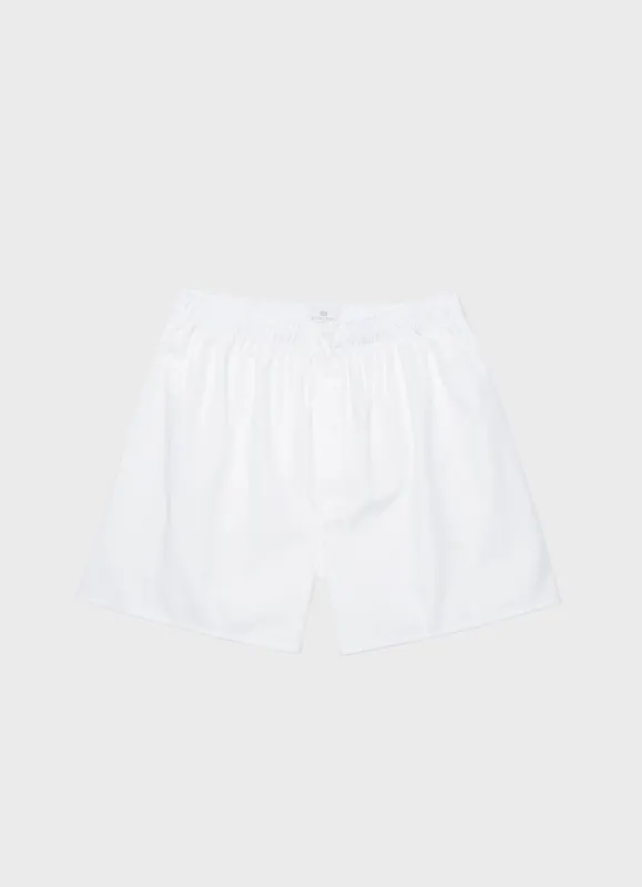 Men's Long Cut Classic Boxer Shorts in White sold by Sunspel