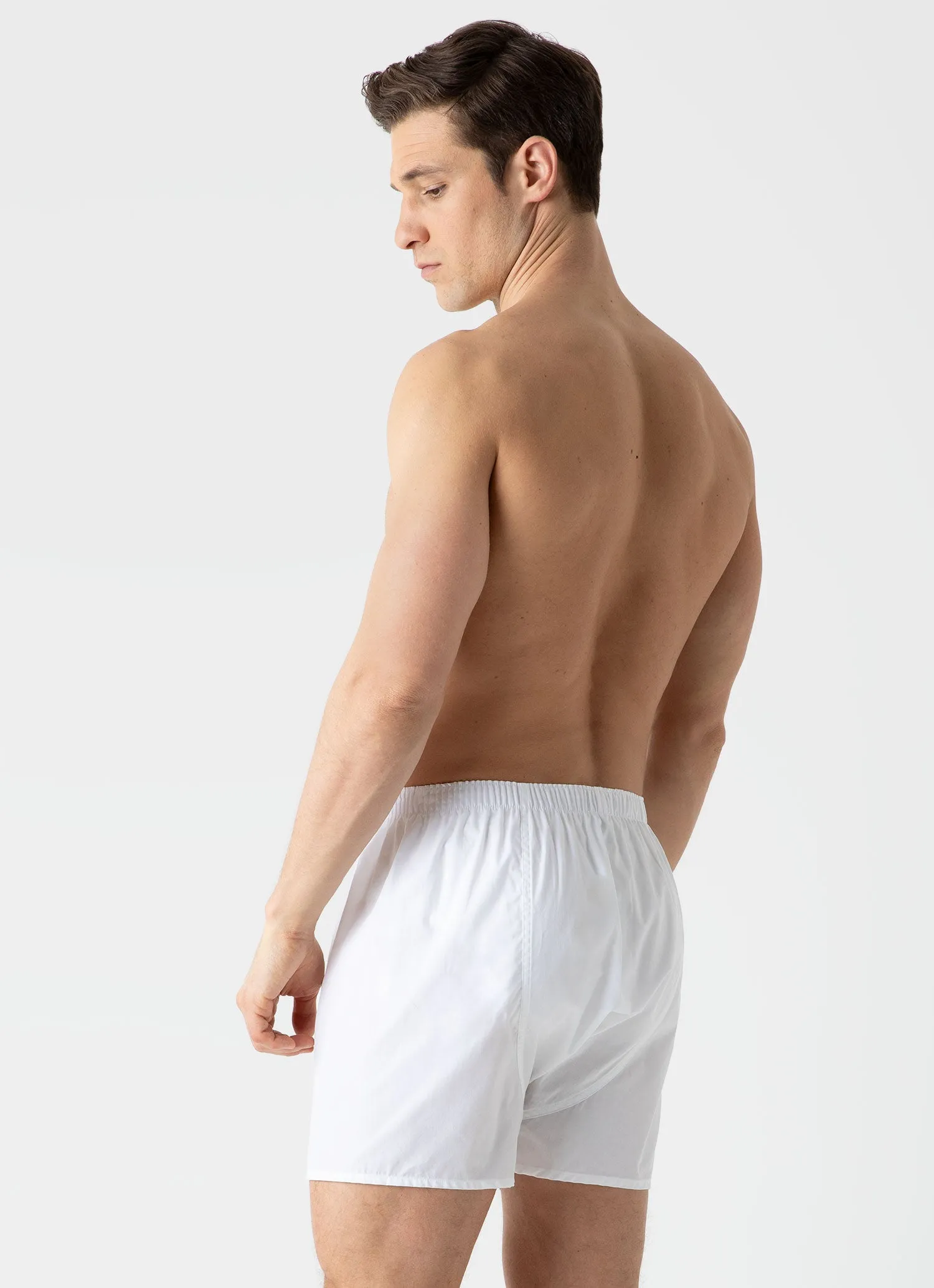 Men's Long Cut Classic Boxer Shorts in White sold by Sunspel product image thumbnail 3