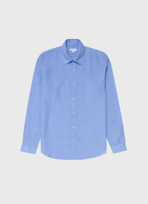 Men's Linen Shirt in Cool Blue sold by Sunspel