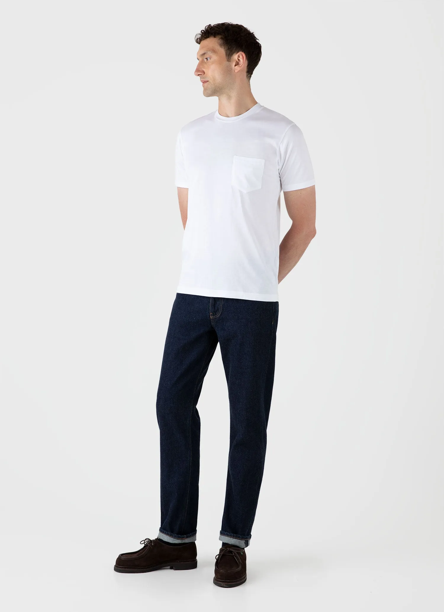 Men's Riviera Pocket T-shirt in White sold by Sunspel product image thumbnail 3