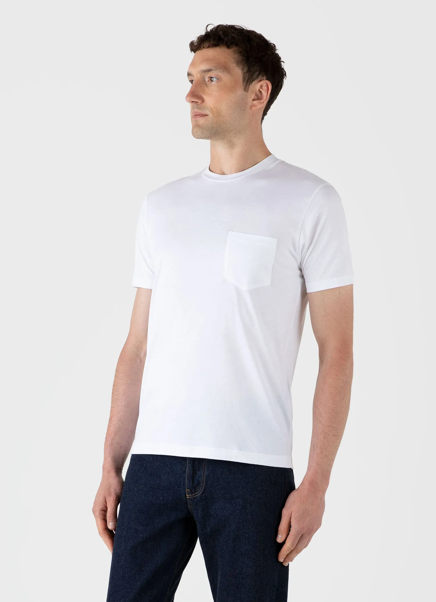 Men's Riviera Pocket T-shirt in White sold by Sunspel product image thumbnail 2