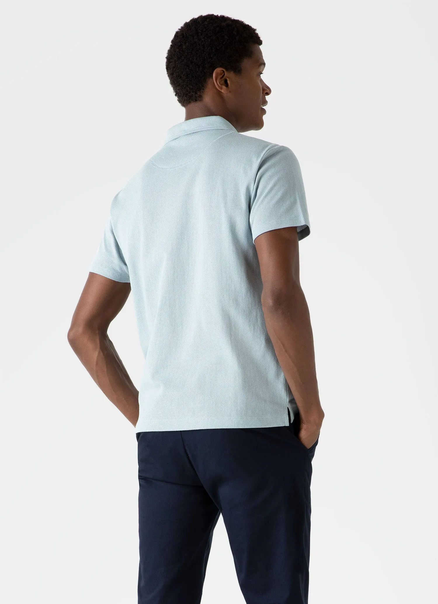 Men's Riviera Polo Shirt in Blue Sage sold by Sunspel product image thumbnail 4