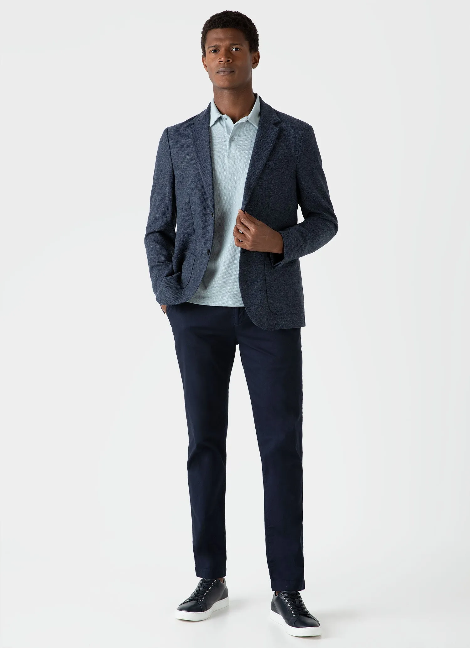 Men's Riviera Polo Shirt in Blue Sage sold by Sunspel product image thumbnail 3