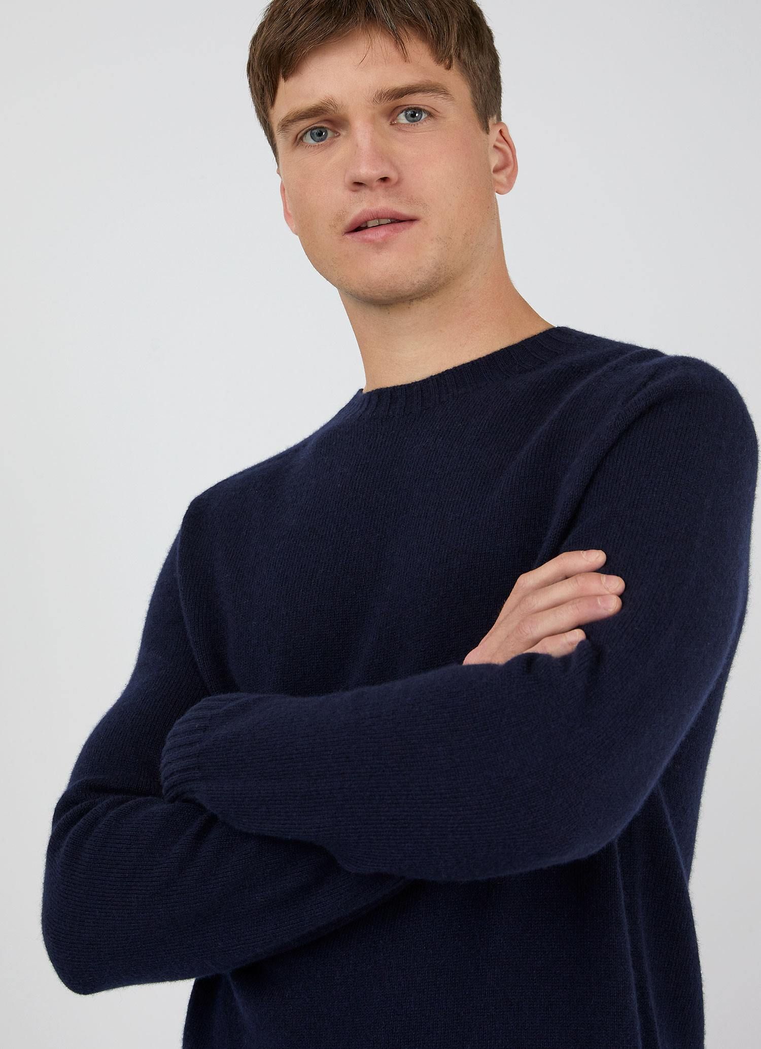 Men's Cashmere Cotton Jumper in Navy sold by Sunspel product image thumbnail 5