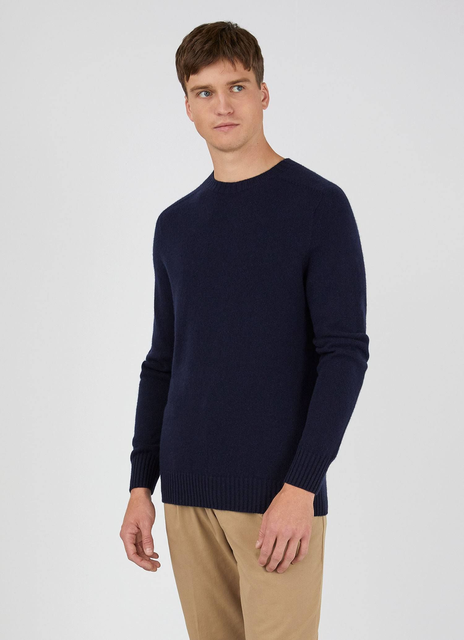 Men's Cashmere Cotton Jumper in Navy sold by Sunspel product image thumbnail 2