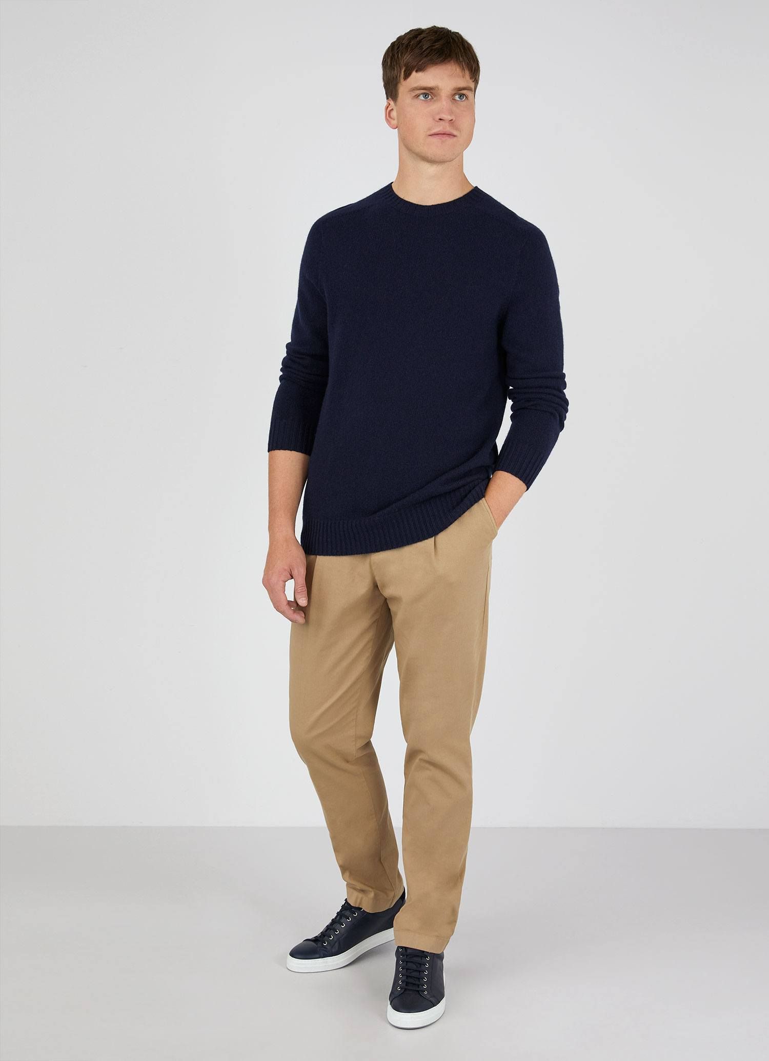 Men's Cashmere Cotton Jumper in Navy sold by Sunspel product image thumbnail 3