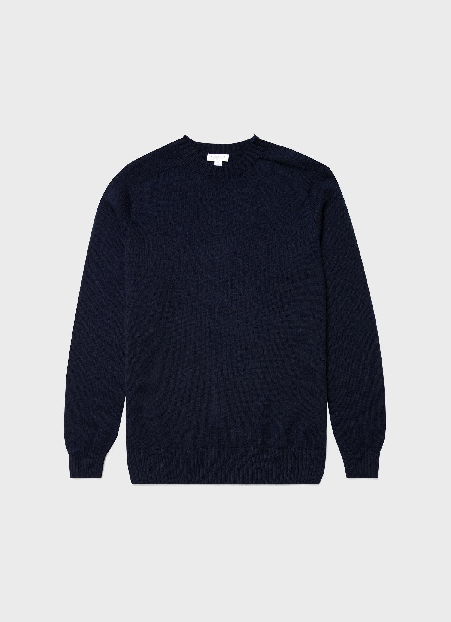 Men's Cashmere Cotton Jumper in Navy sold by Sunspel