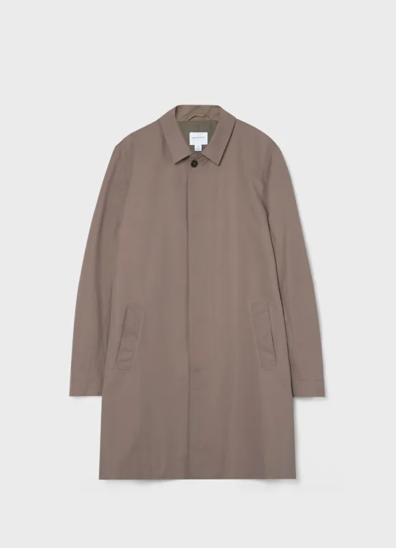 Men's Showerproof Cotton Mac in Dark Stone sold by Sunspel