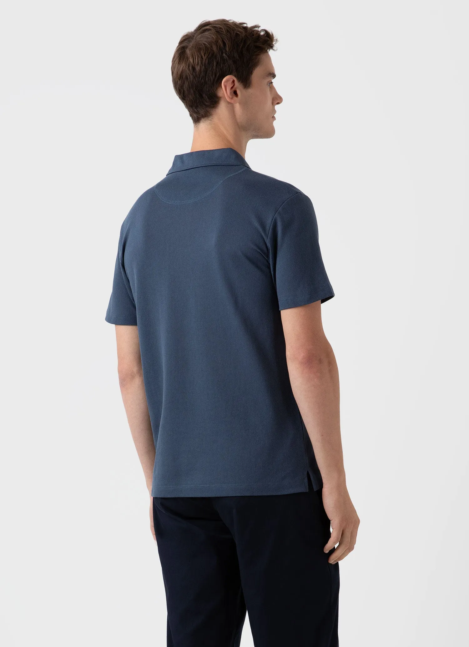Men's Riviera Polo Shirt in Shale Blue sold by Sunspel product image thumbnail 4