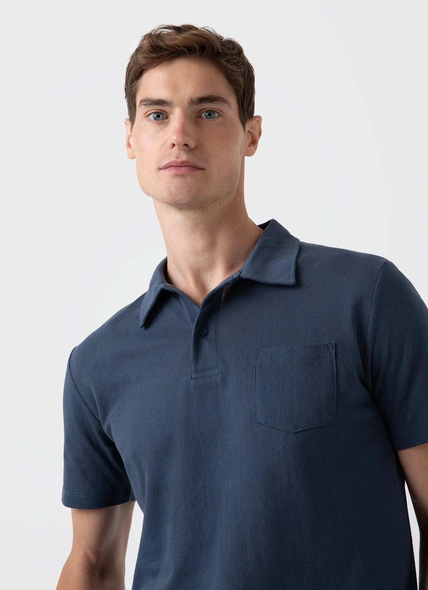 Men's Riviera Polo Shirt in Shale Blue sold by Sunspel product image thumbnail 5