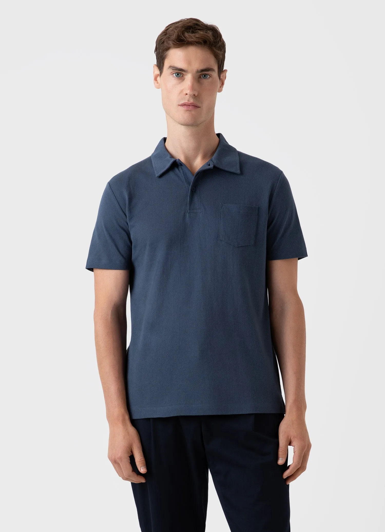 Men's Riviera Polo Shirt in Shale Blue sold by Sunspel product image thumbnail 2