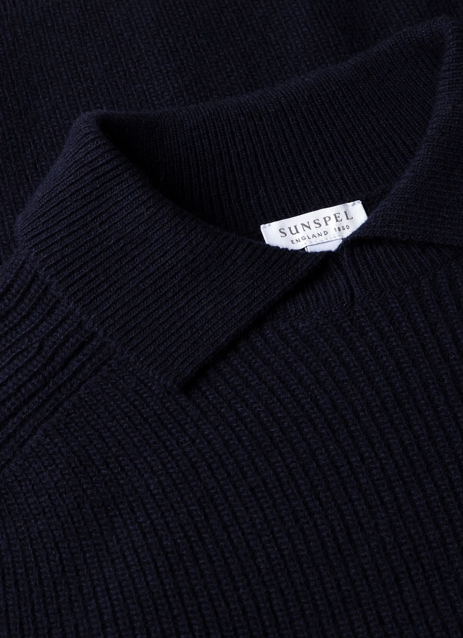 Men's Ribbed Polo Neck Jumper in Navy sold by Sunspel product image thumbnail 4