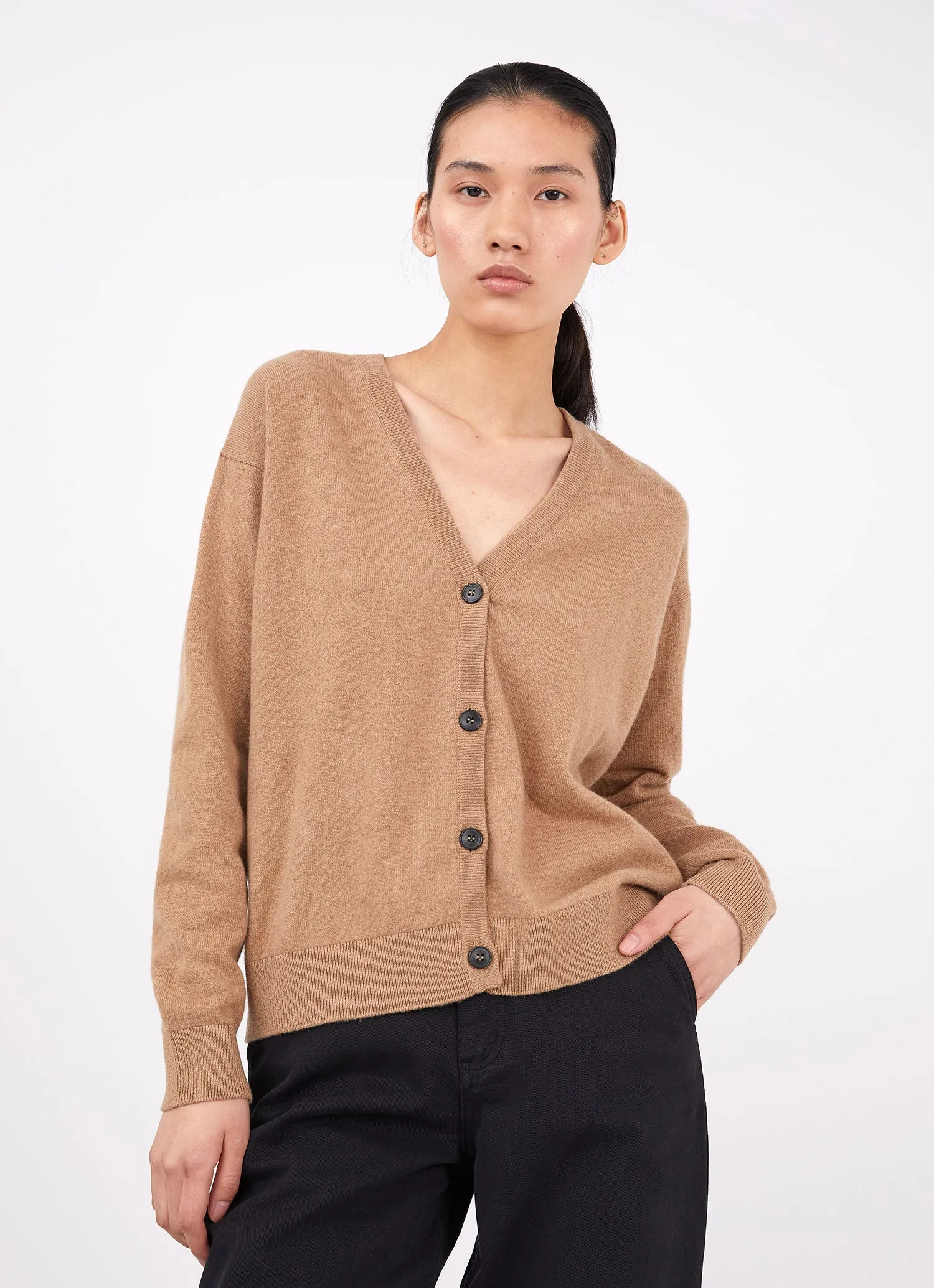 Women's Cashmere Boxy Cardigan in Camel sold by Sunspel