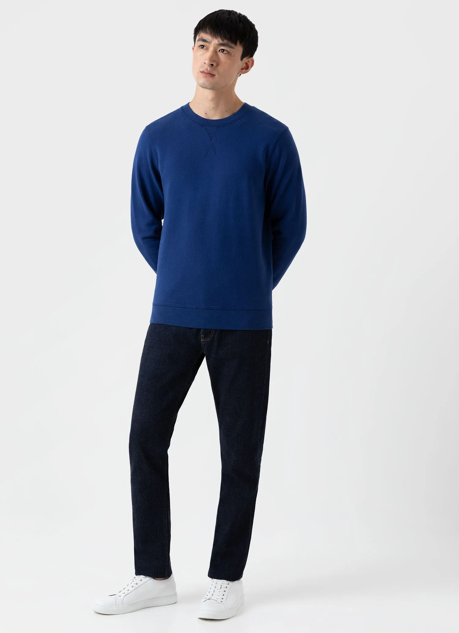 Men's Loopback Sweatshirt in Space Blue sold by Sunspel product image thumbnail 3