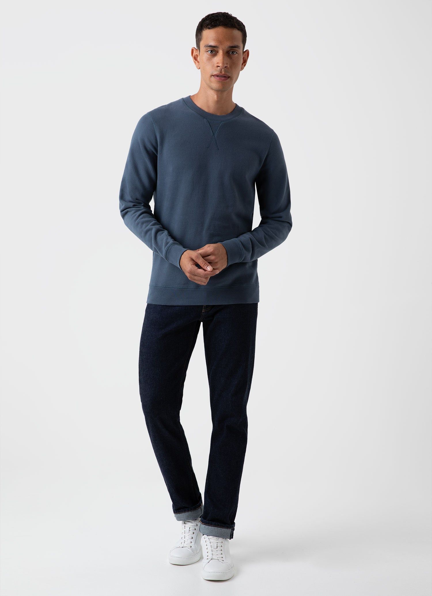 Men's Loopback Sweatshirt in Shale Blue sold by Sunspel product image thumbnail 3