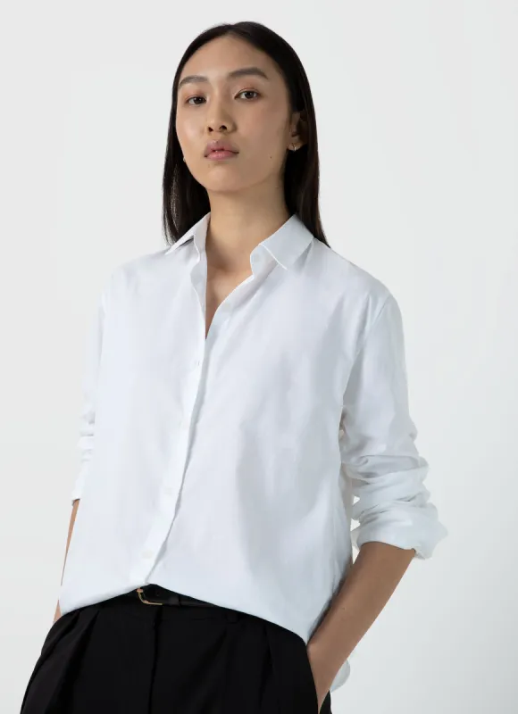 Women's Cotton Shirt in White sold by Sunspel