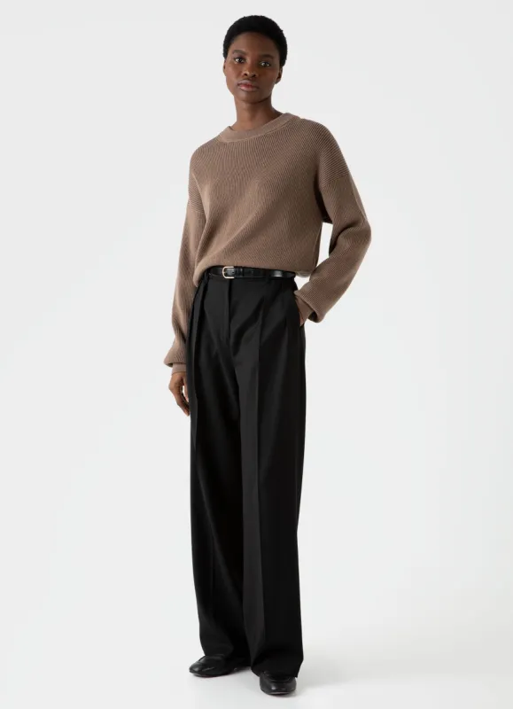 Women's Ribbed Crew Neck Jumper in Cedar sold by Sunspel
