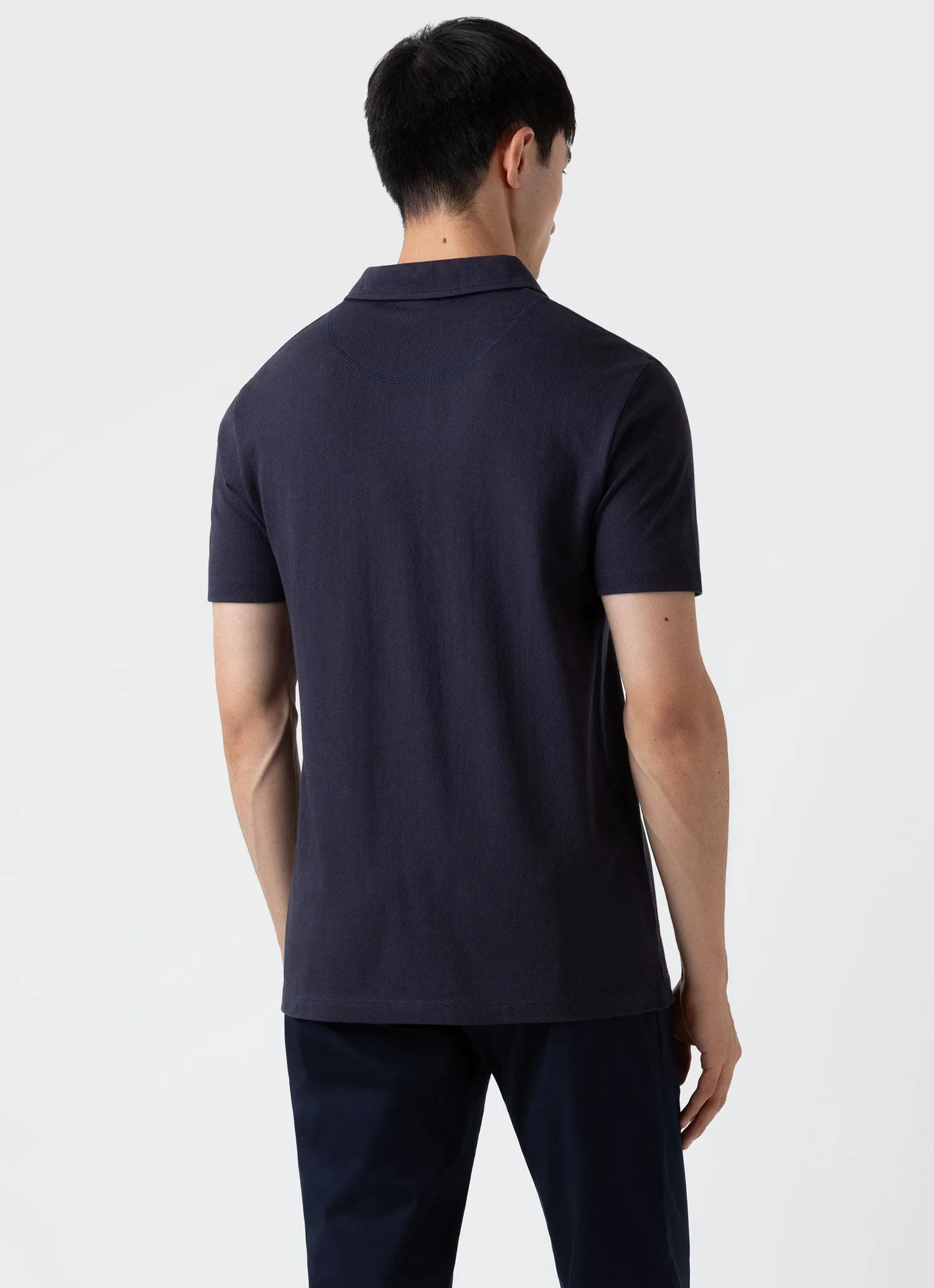 Men's Riviera Polo Shirt in Navy sold by Sunspel product image thumbnail 5