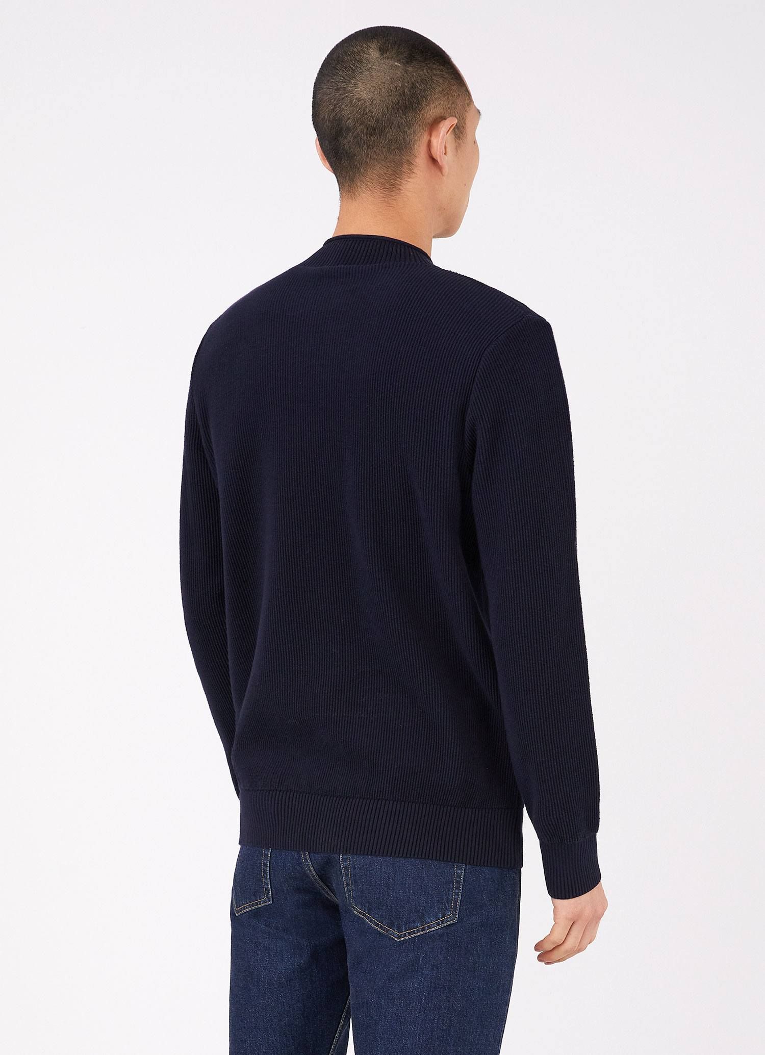 Men's Textured Guernsey Jumper in Navy sold by Sunspel product image thumbnail 4