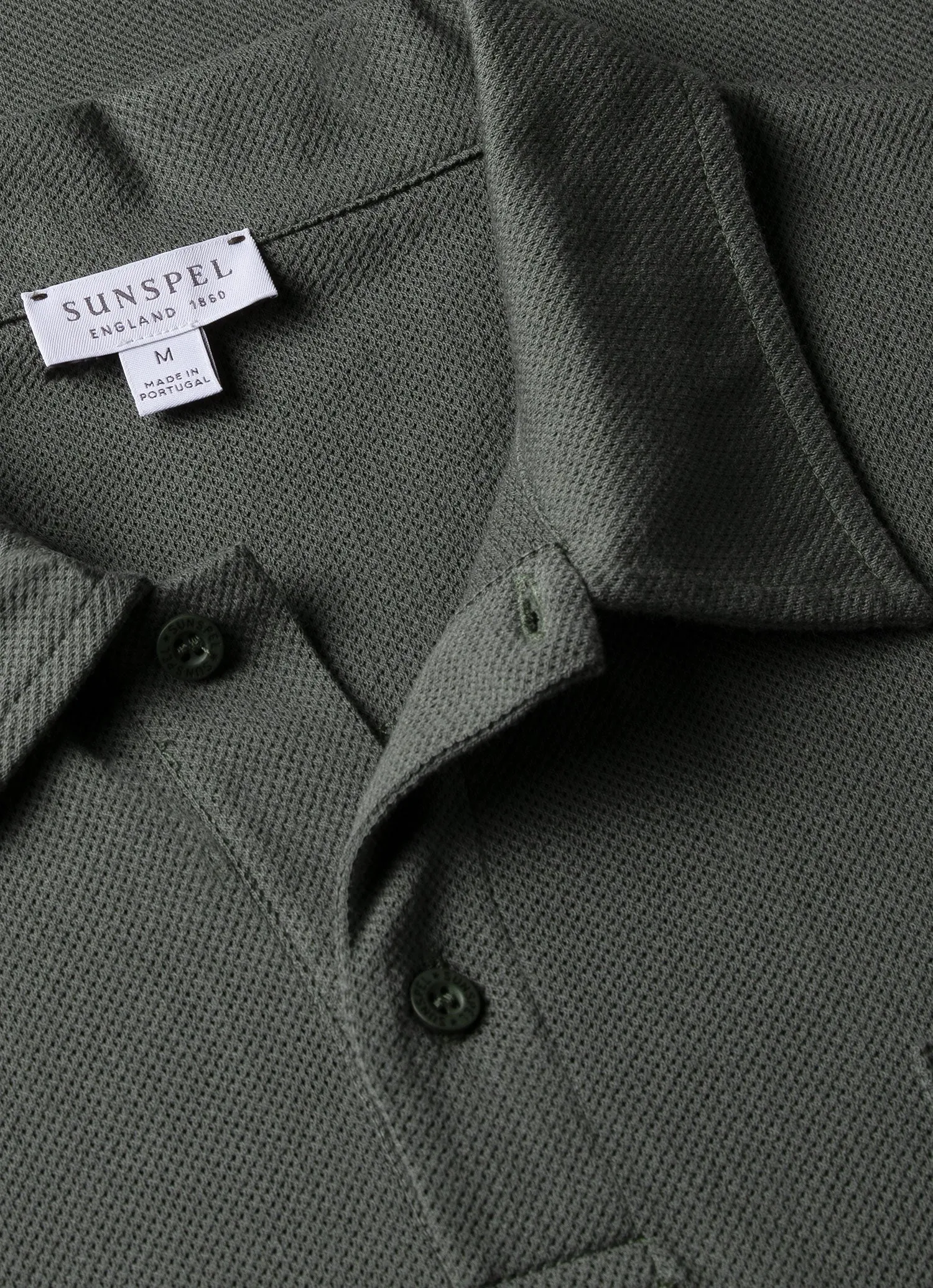 Men's Riviera Polo Shirt in Drill Green sold by Sunspel product image thumbnail 4