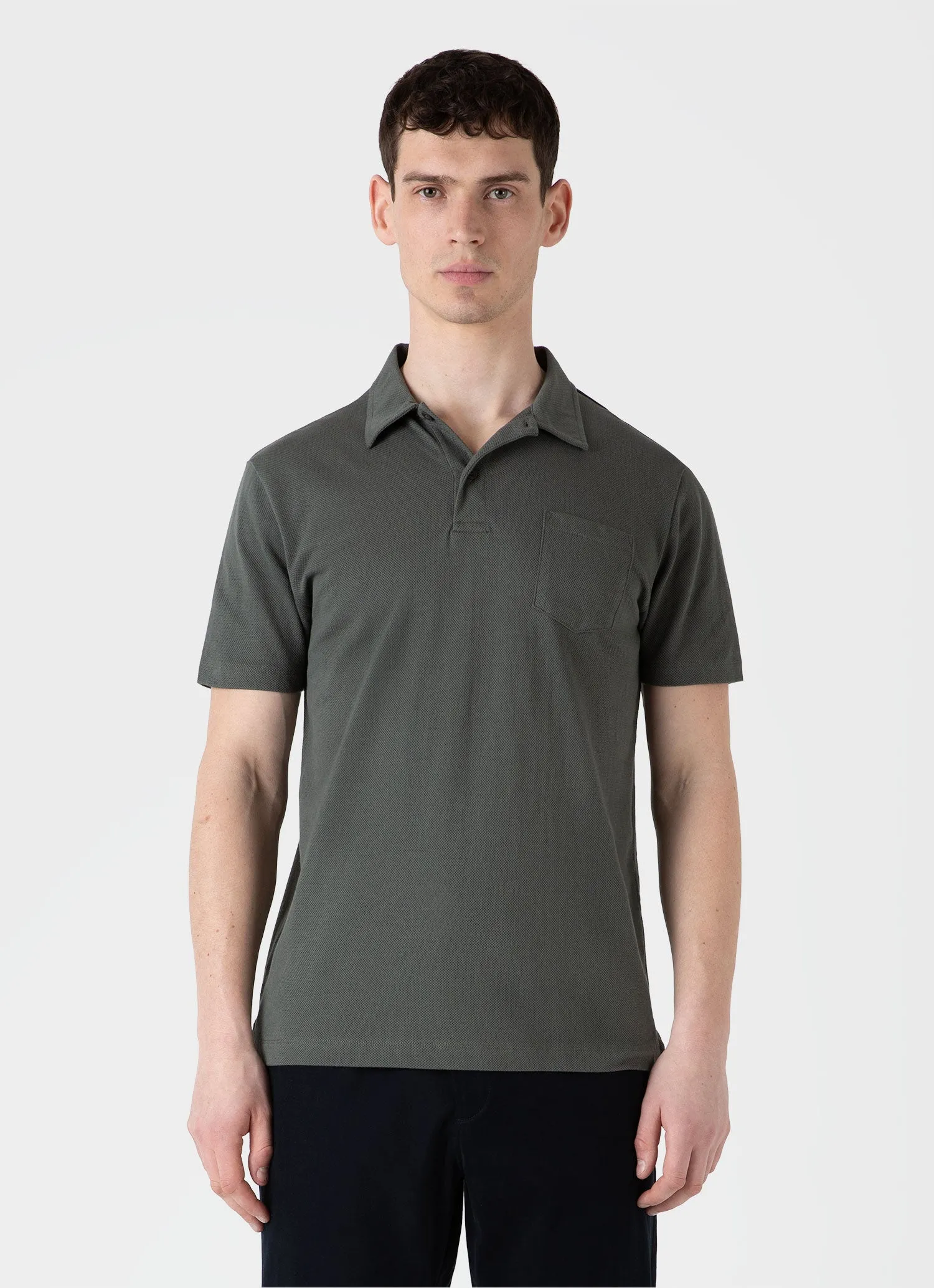 Men's Riviera Polo Shirt in Drill Green sold by Sunspel product image thumbnail 2