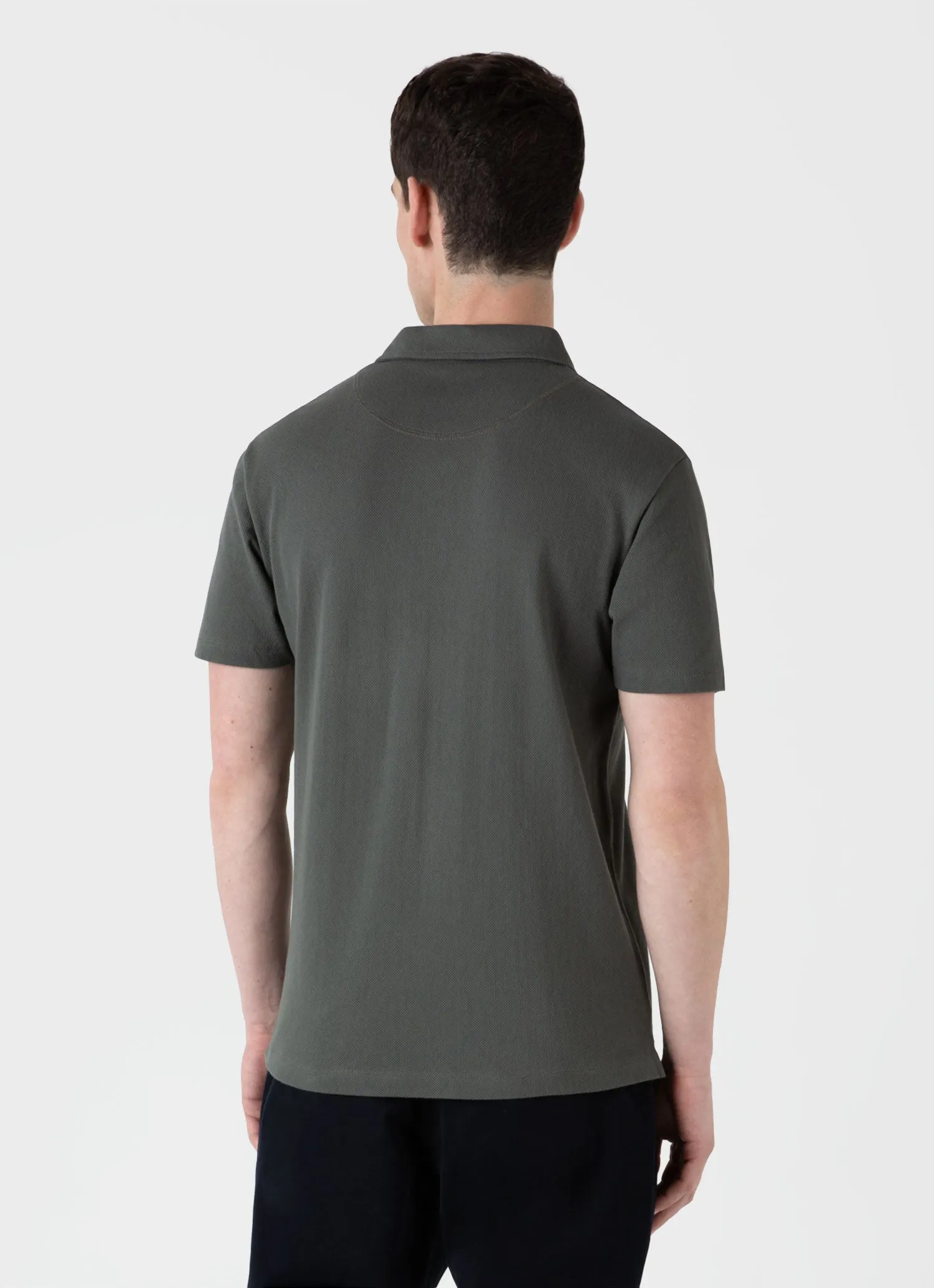 Men's Riviera Polo Shirt in Drill Green sold by Sunspel product image thumbnail 5