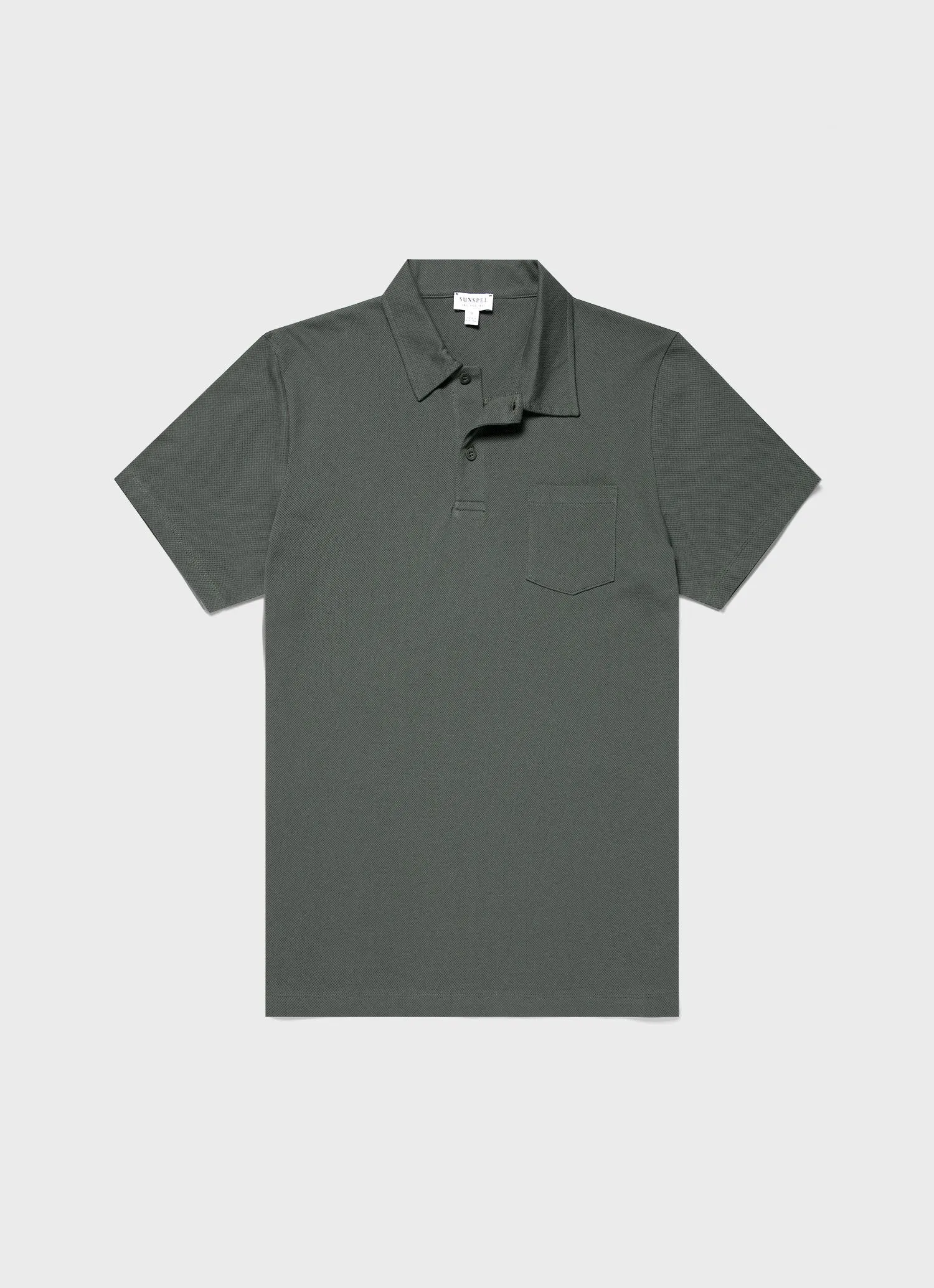Men's Riviera Polo Shirt in Drill Green sold by Sunspel