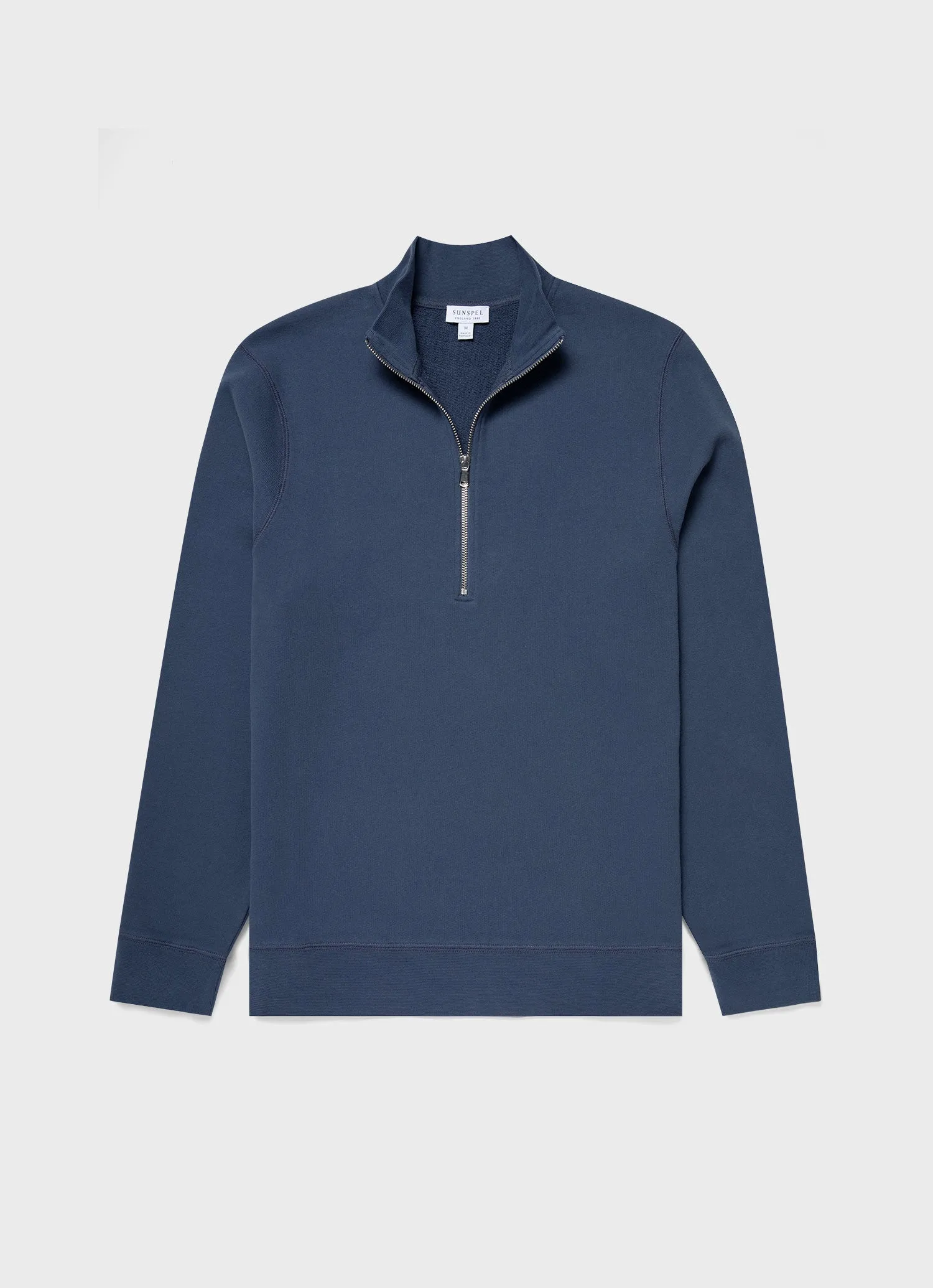 Men's Half Zip Loopback Sweatshirt in Slate Blue sold by Sunspel