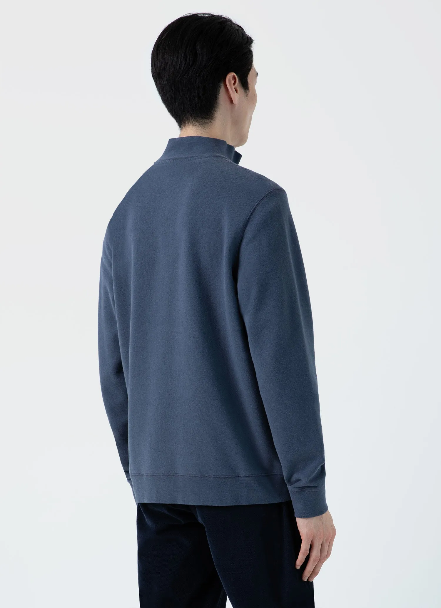 Men's Half Zip Loopback Sweatshirt in Slate Blue sold by Sunspel product image thumbnail 5