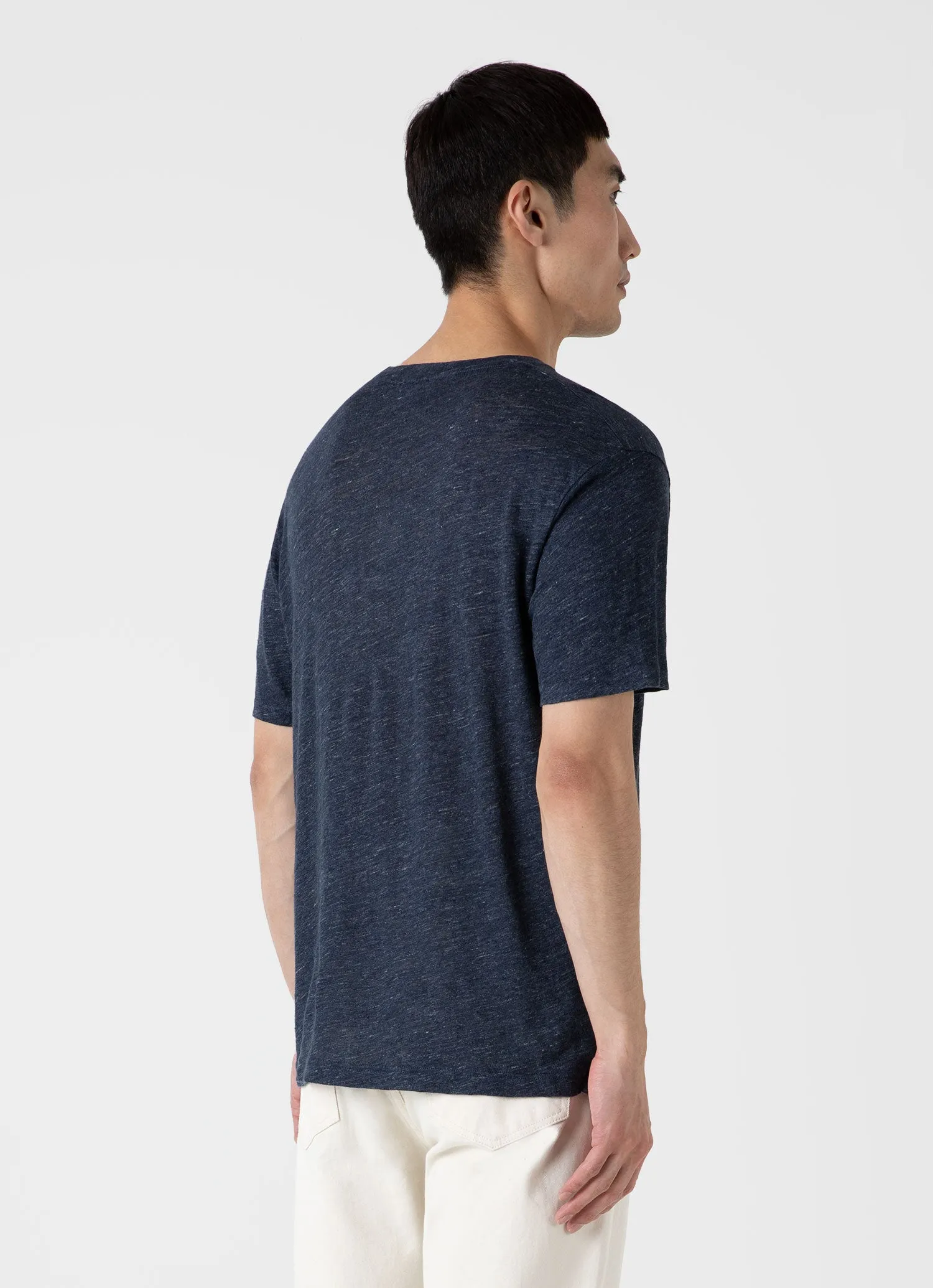 Men's Linen T-shirt in Navy Melange sold by Sunspel product image thumbnail 5