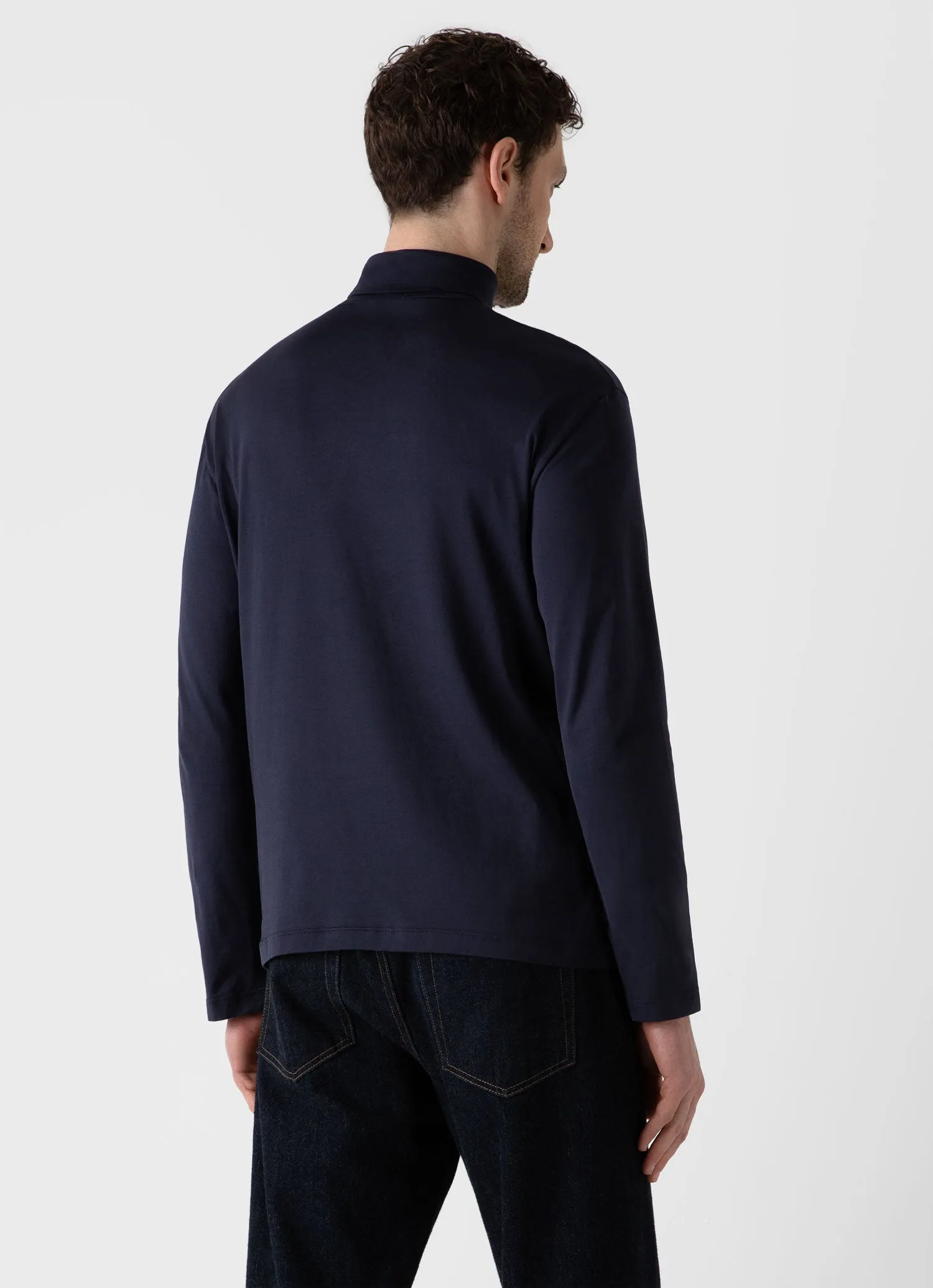 Men's Long Sleeve Roll Neck in Navy sold by Sunspel product image thumbnail 5