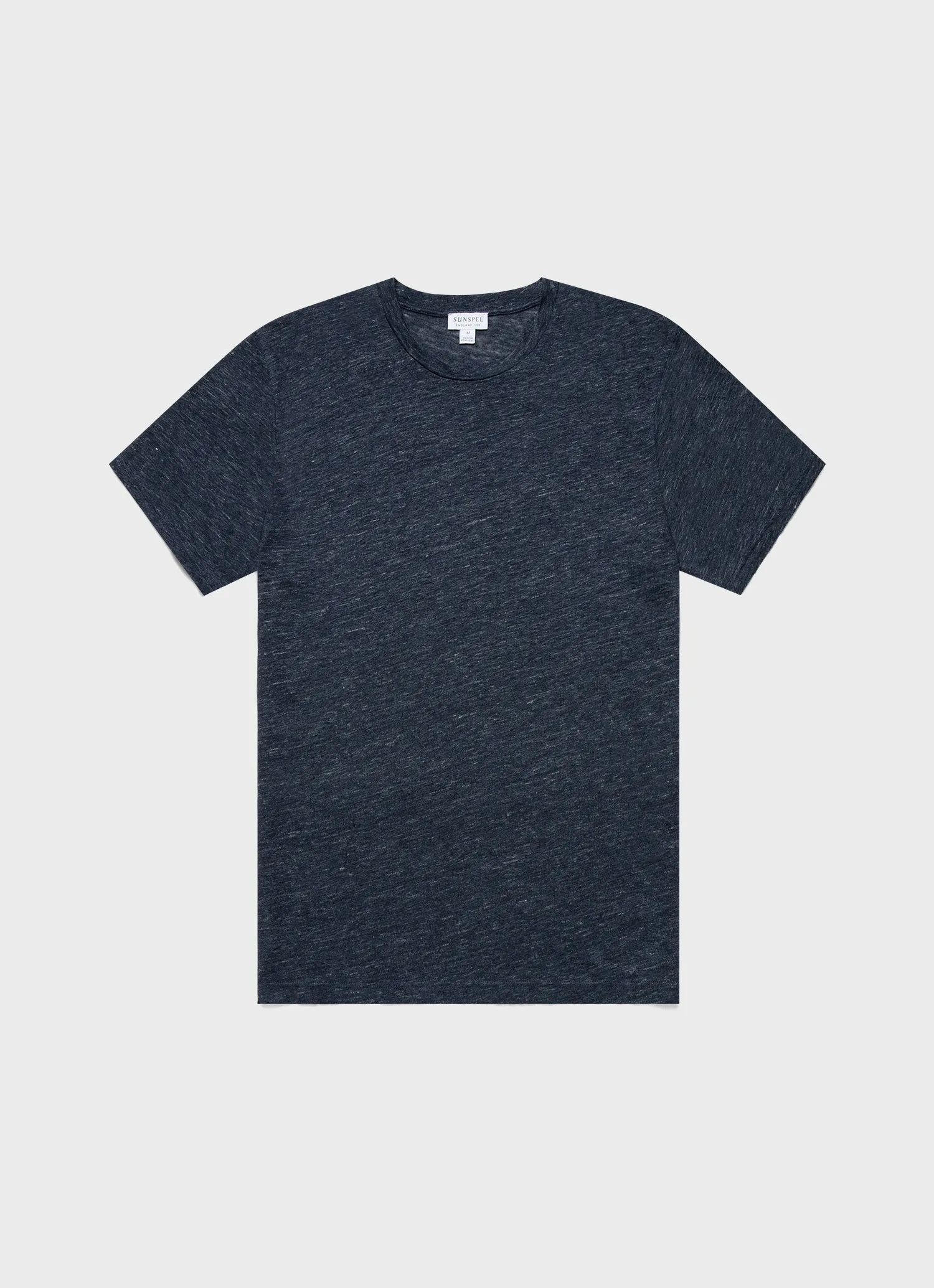 Men's Linen T-shirt in Navy Melange sold by Sunspel