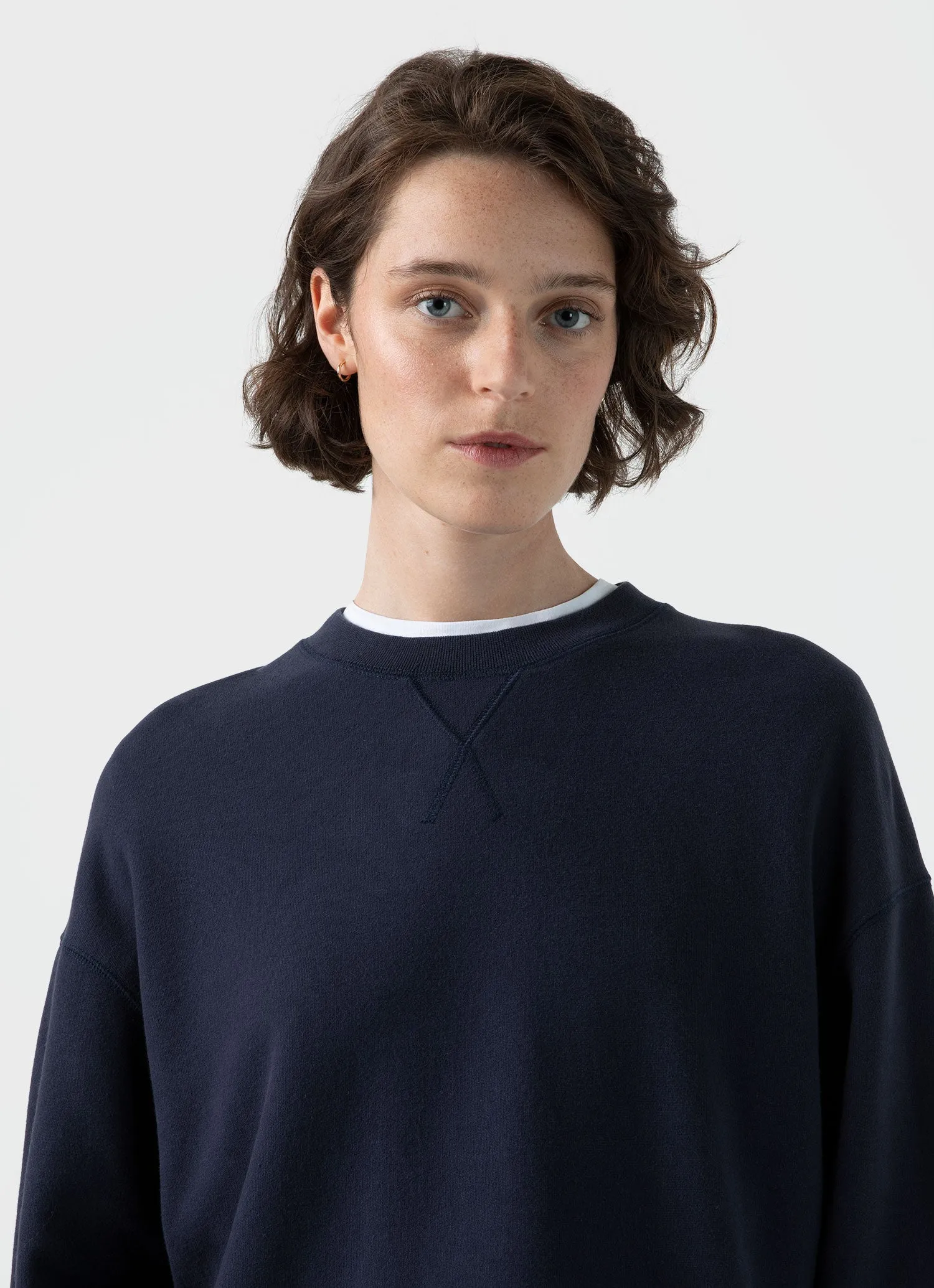 Women's Relaxed Loopback Sweatshirt in Navy sold by Sunspel