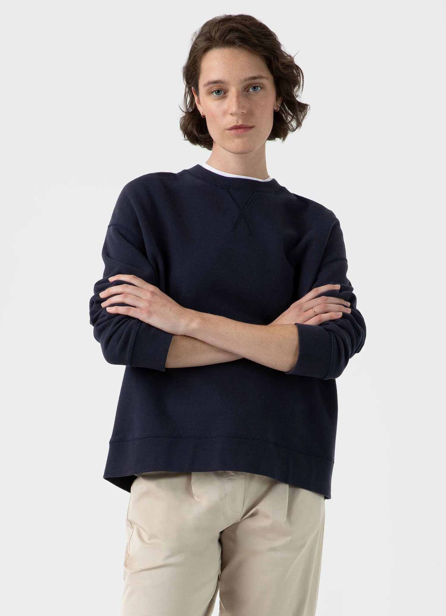Women's Relaxed Loopback Sweatshirt in Navy sold by Sunspel product image thumbnail 3