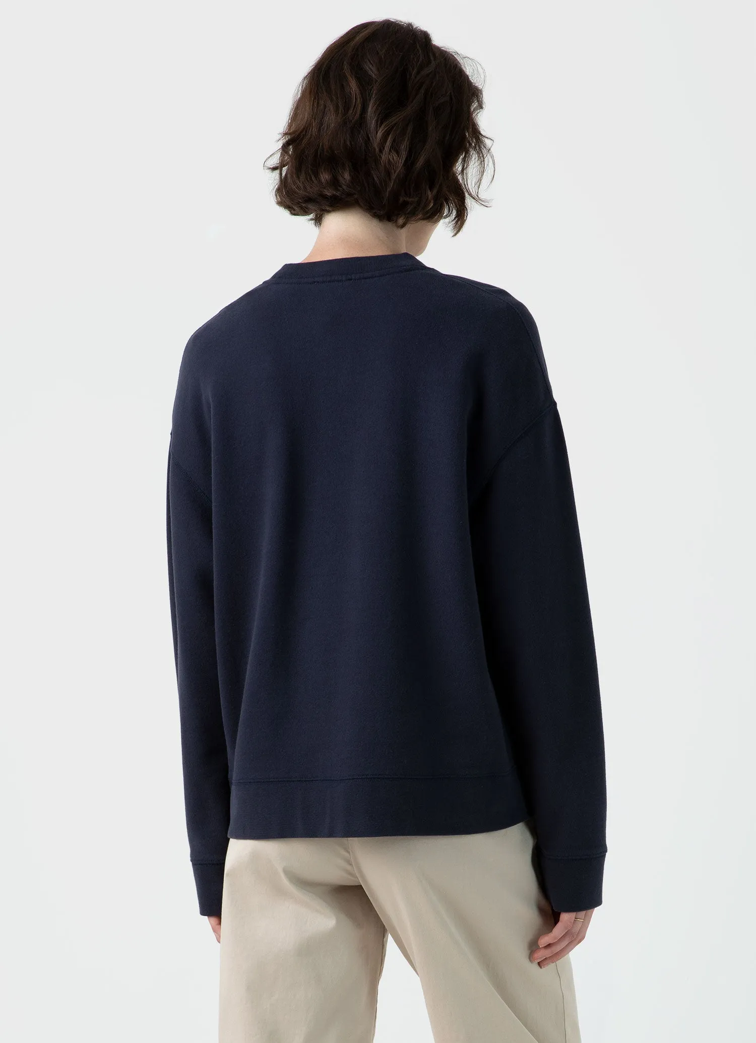 Women's Relaxed Loopback Sweatshirt in Navy sold by Sunspel product image thumbnail 4