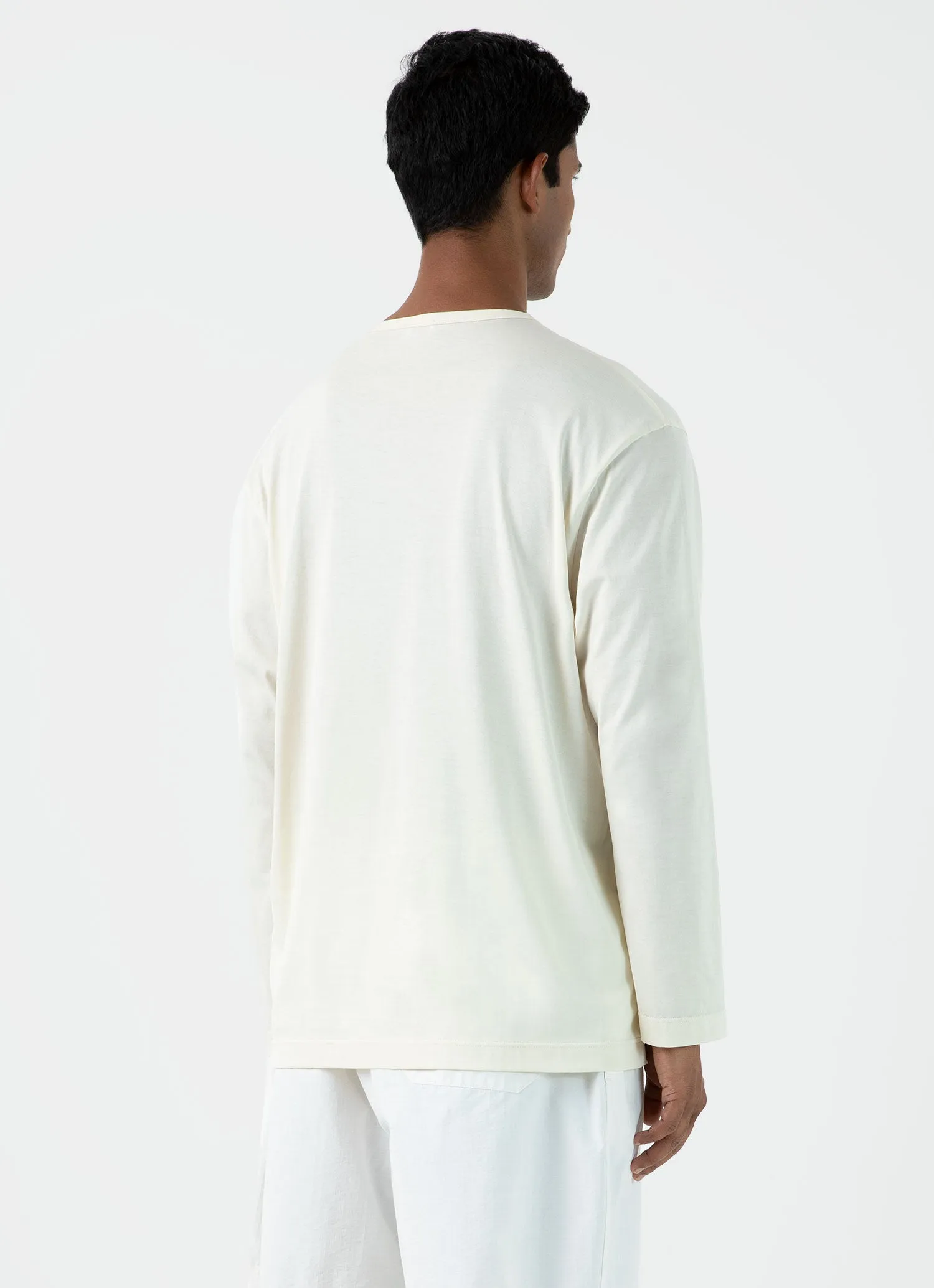 Men's Sunspel x Nigel Cabourn Long Sleeve T-shirt in Stone White sold by Sunspel product image thumbnail 5