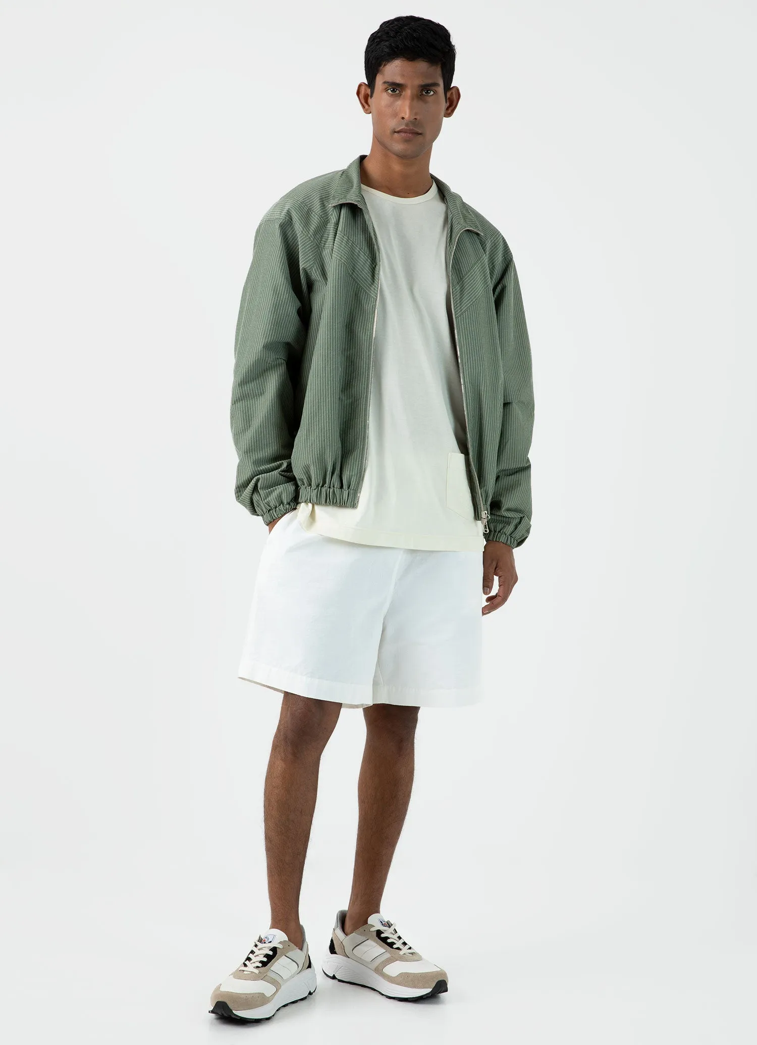 Men's Sunspel x Nigel Cabourn Long Sleeve T-shirt in Stone White sold by Sunspel product image thumbnail 3