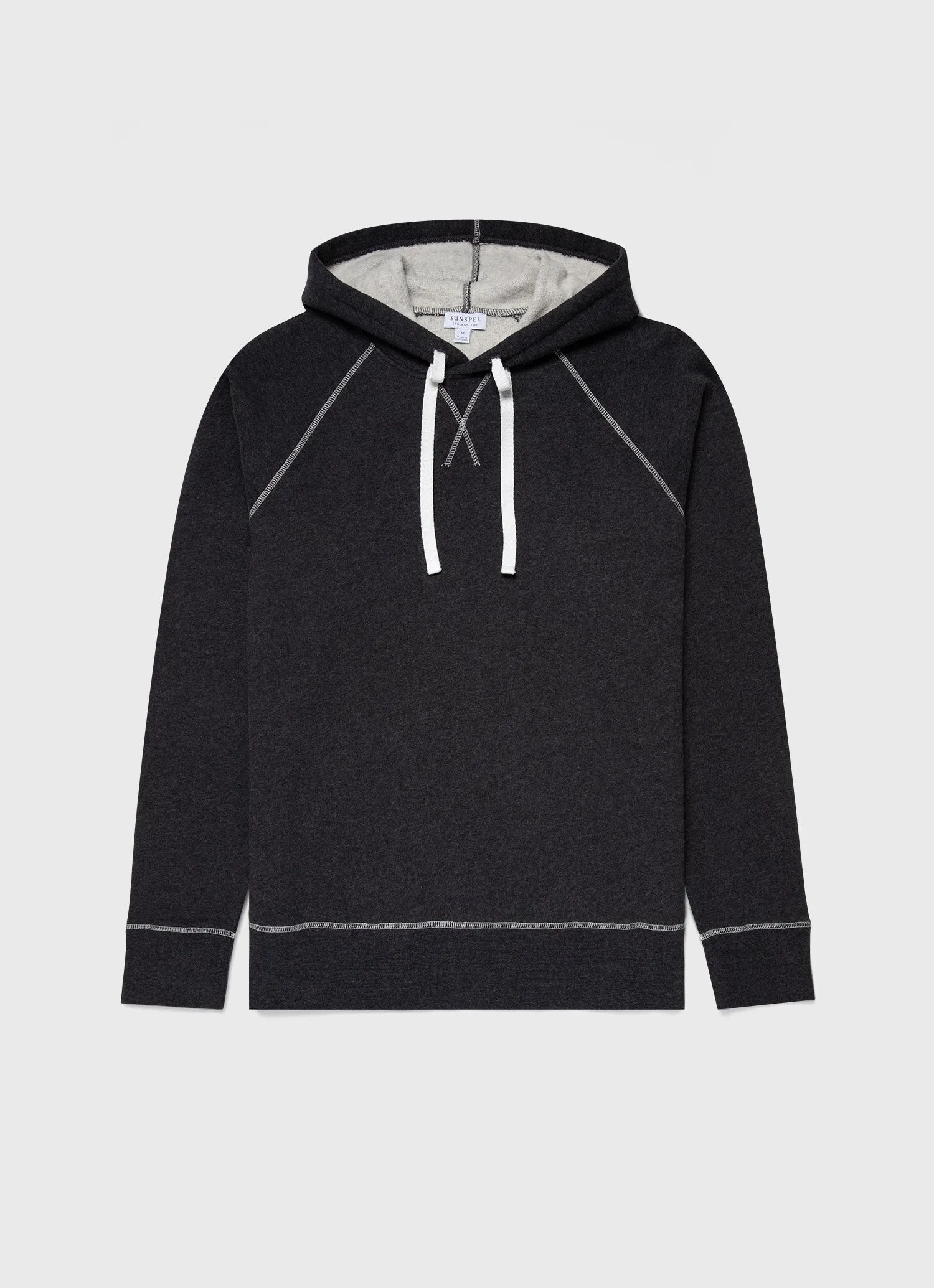 Men's Fleeceback Hoodie in Charcoal Melange sold by Sunspel