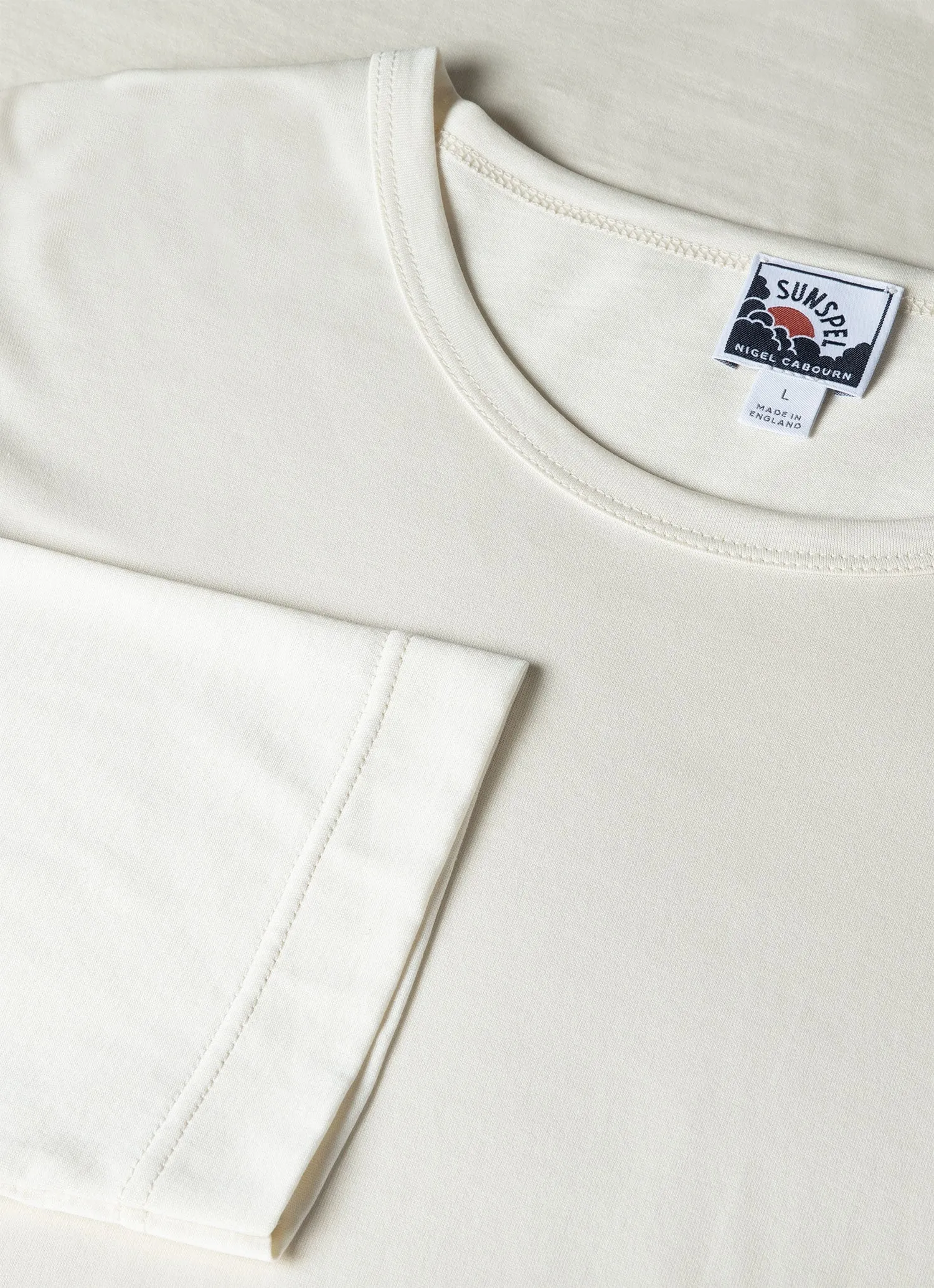 Men's Sunspel x Nigel Cabourn Long Sleeve T-shirt in Stone White sold by Sunspel product image thumbnail 4